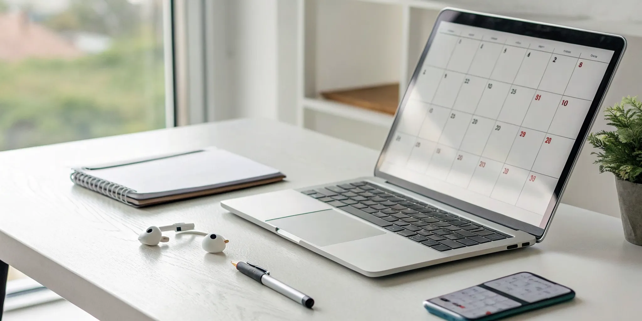 Laptop and notebook for thank-you and follow-up templates after a discovery call.