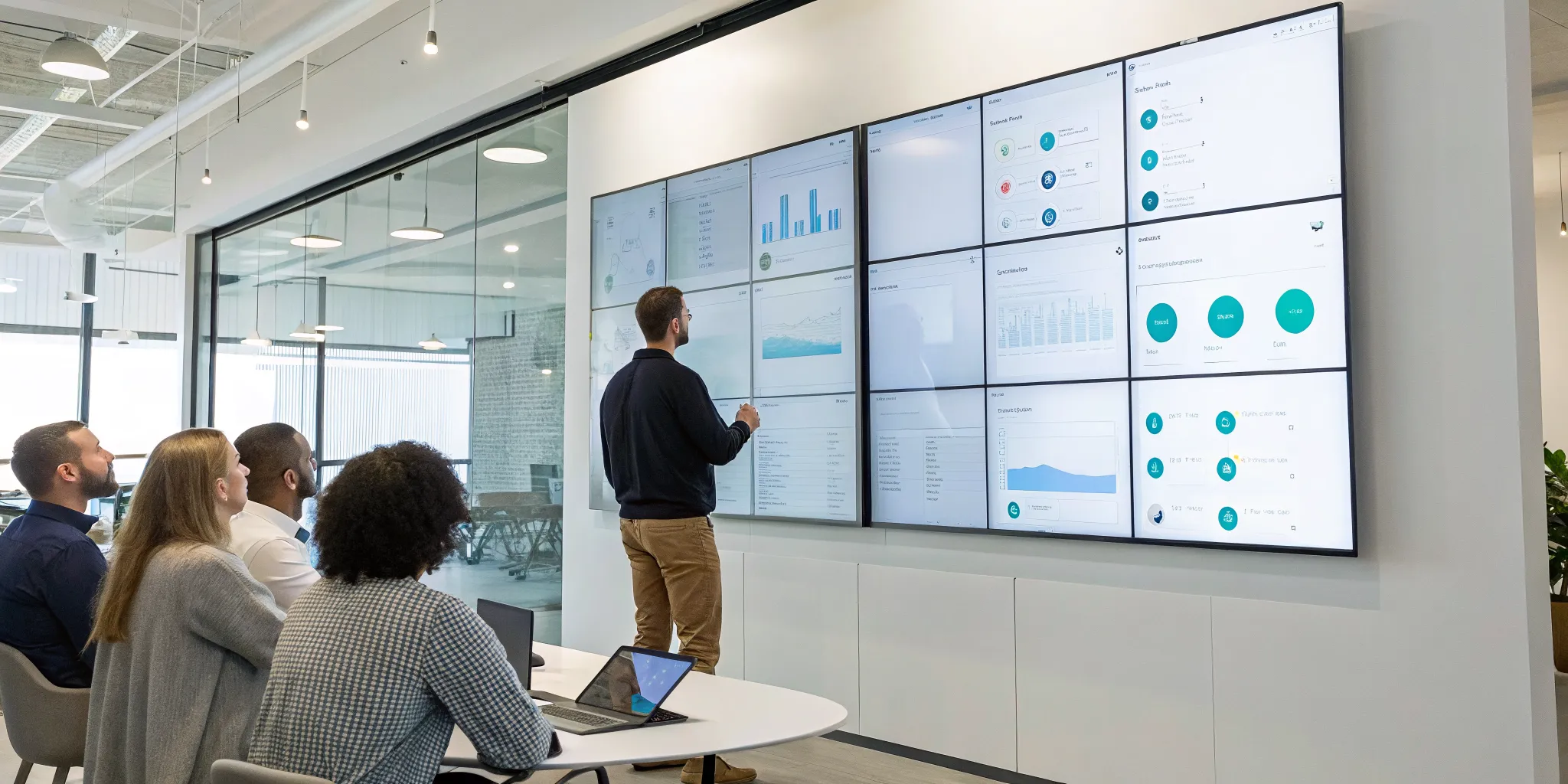 Sales professionals use an AI meeting assistant with CRM integration to analyze performance data.