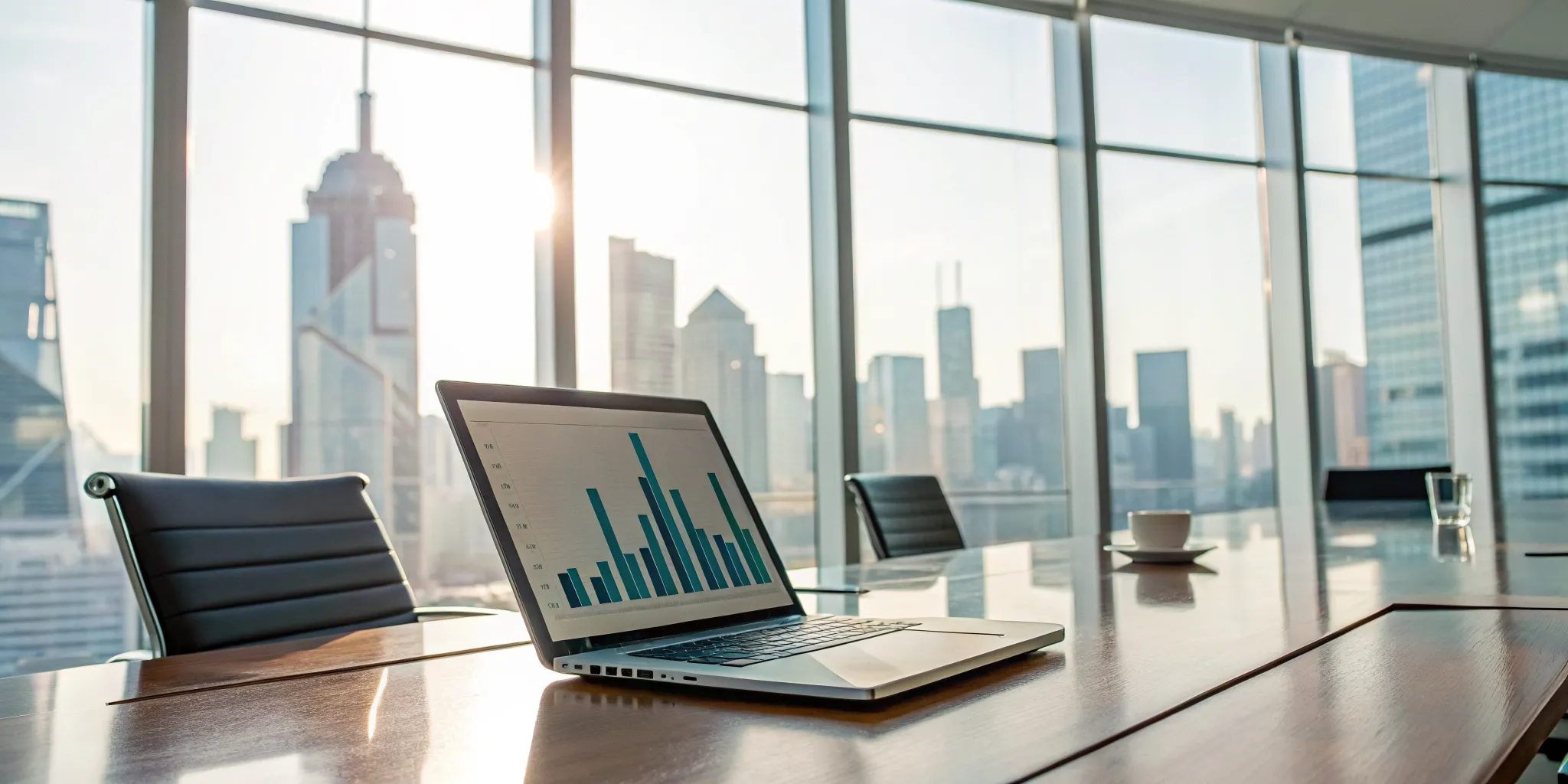A laptop displaying a sales execution software dashboard for tracking sales performance.