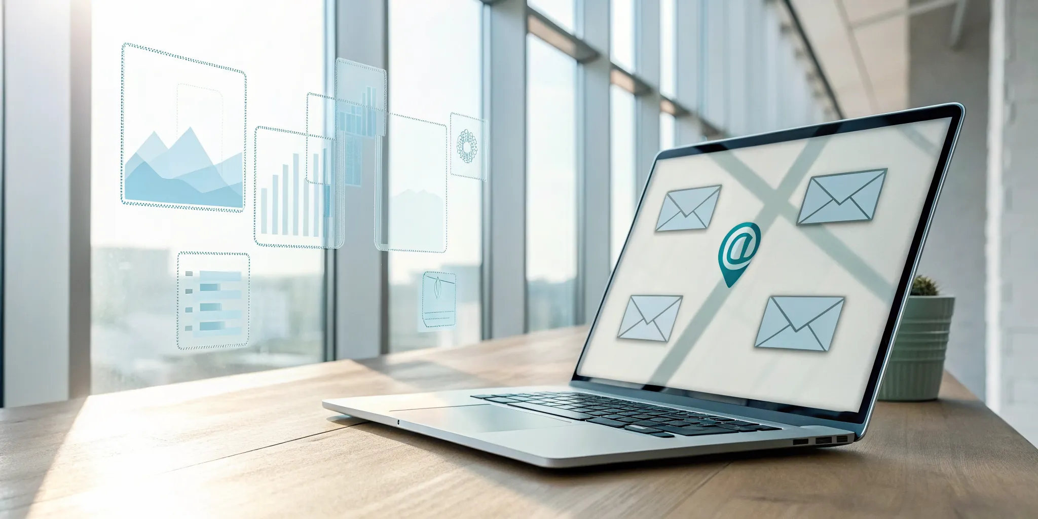 A laptop displaying effective B2B SaaS cold email templates and performance analytics for AEs.