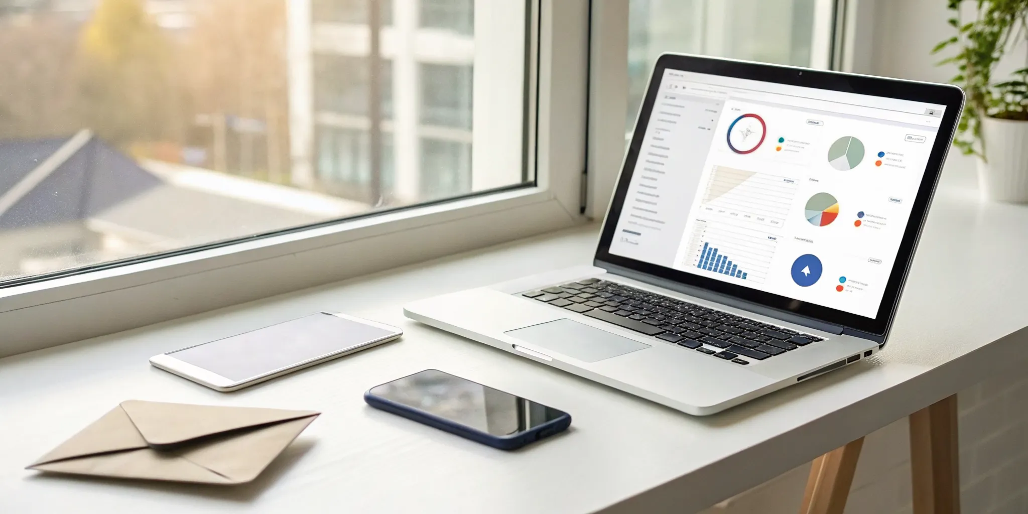 Laptop screen showing an analytics dashboard to improve Salesforce email integration.