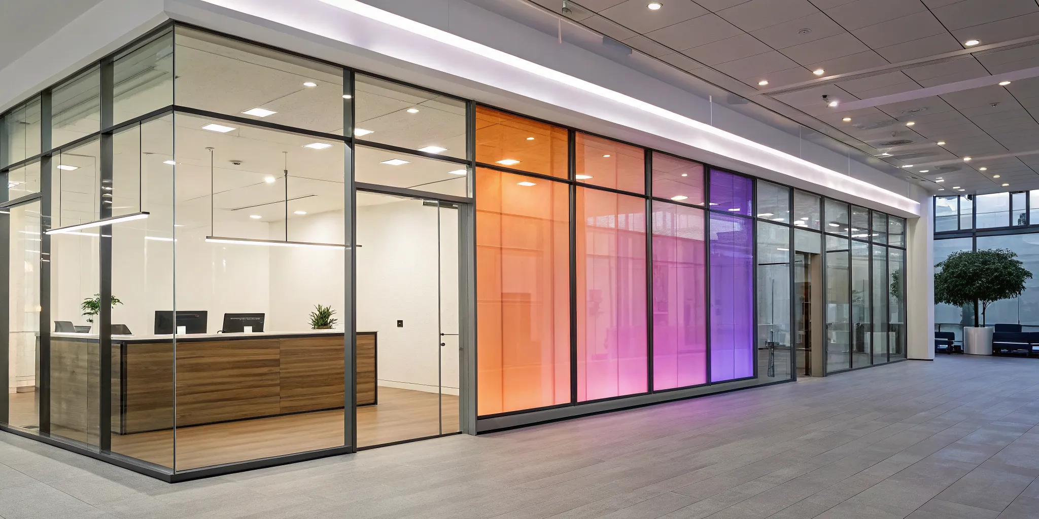 Modern office lobby representing the choice between Mixmax vs HubSpot Sales Hub.