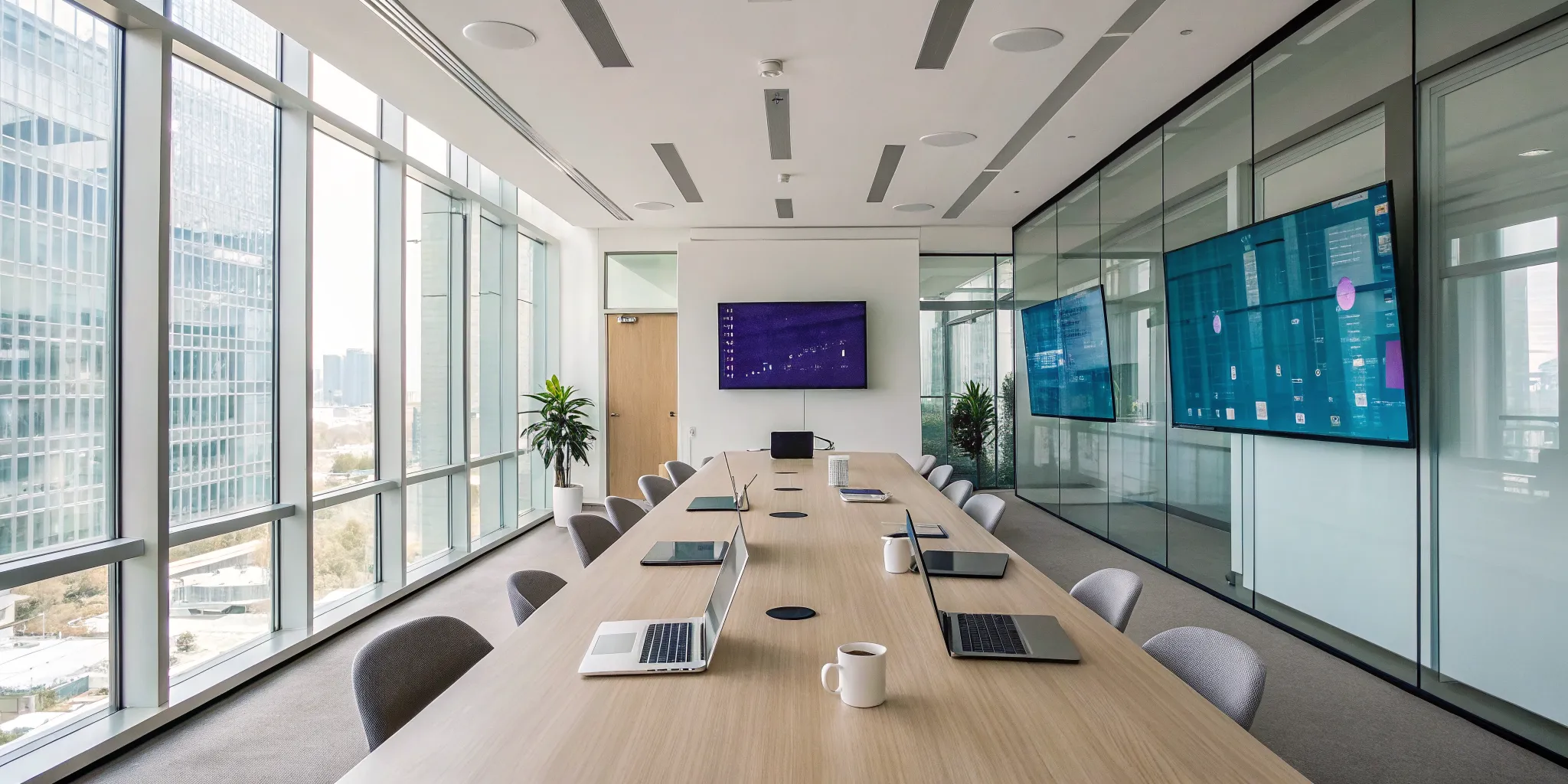 Laptops in a conference room displaying a Mixmax vs Outreach platform comparison.
