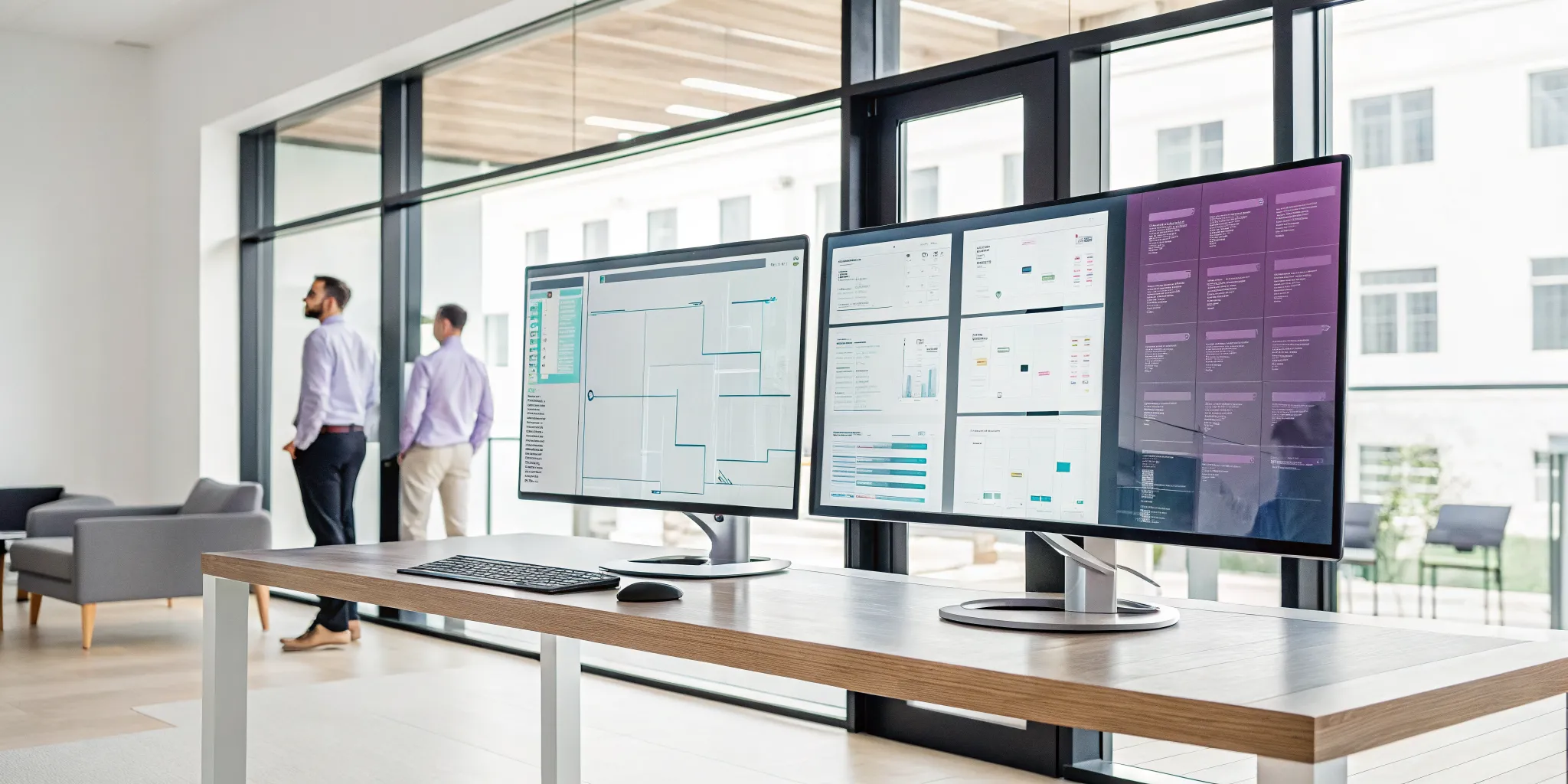 Analytics dashboards on dual monitors comparing Mixmax vs Smartlead.