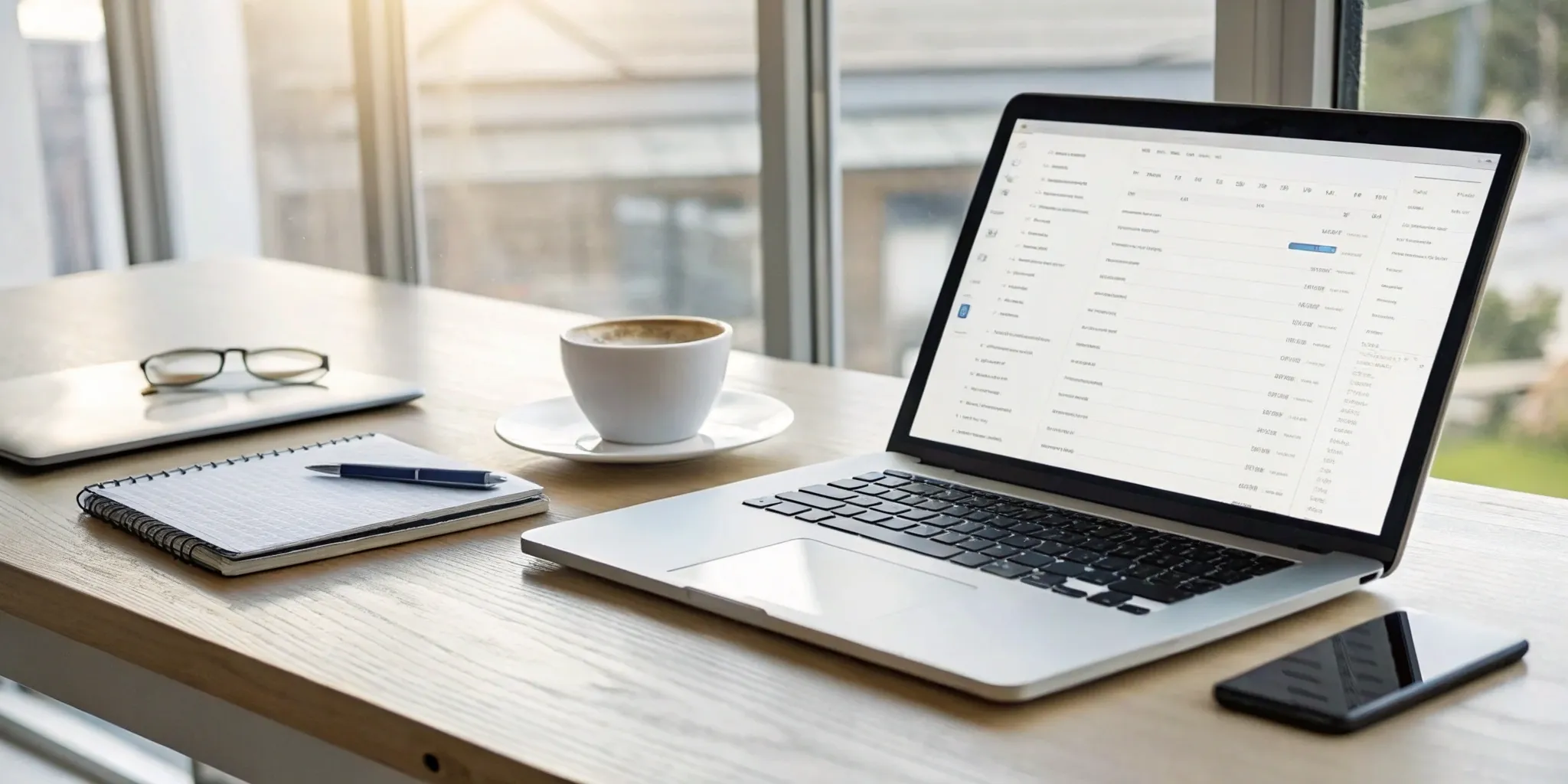 Laptop on a desk showing the Salesforce integration inside a Gmail inbox.