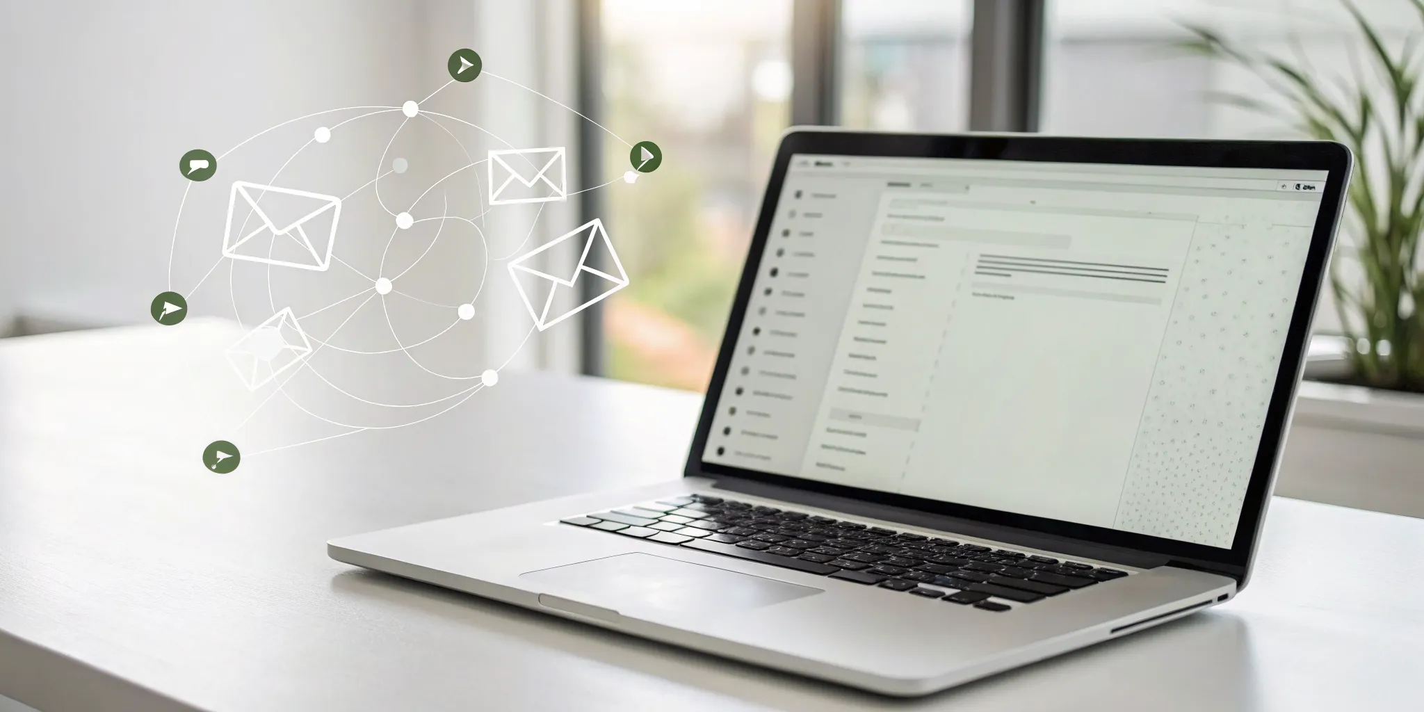 A laptop screen shows a Gmail inbox with icons for free email open tracking tools.