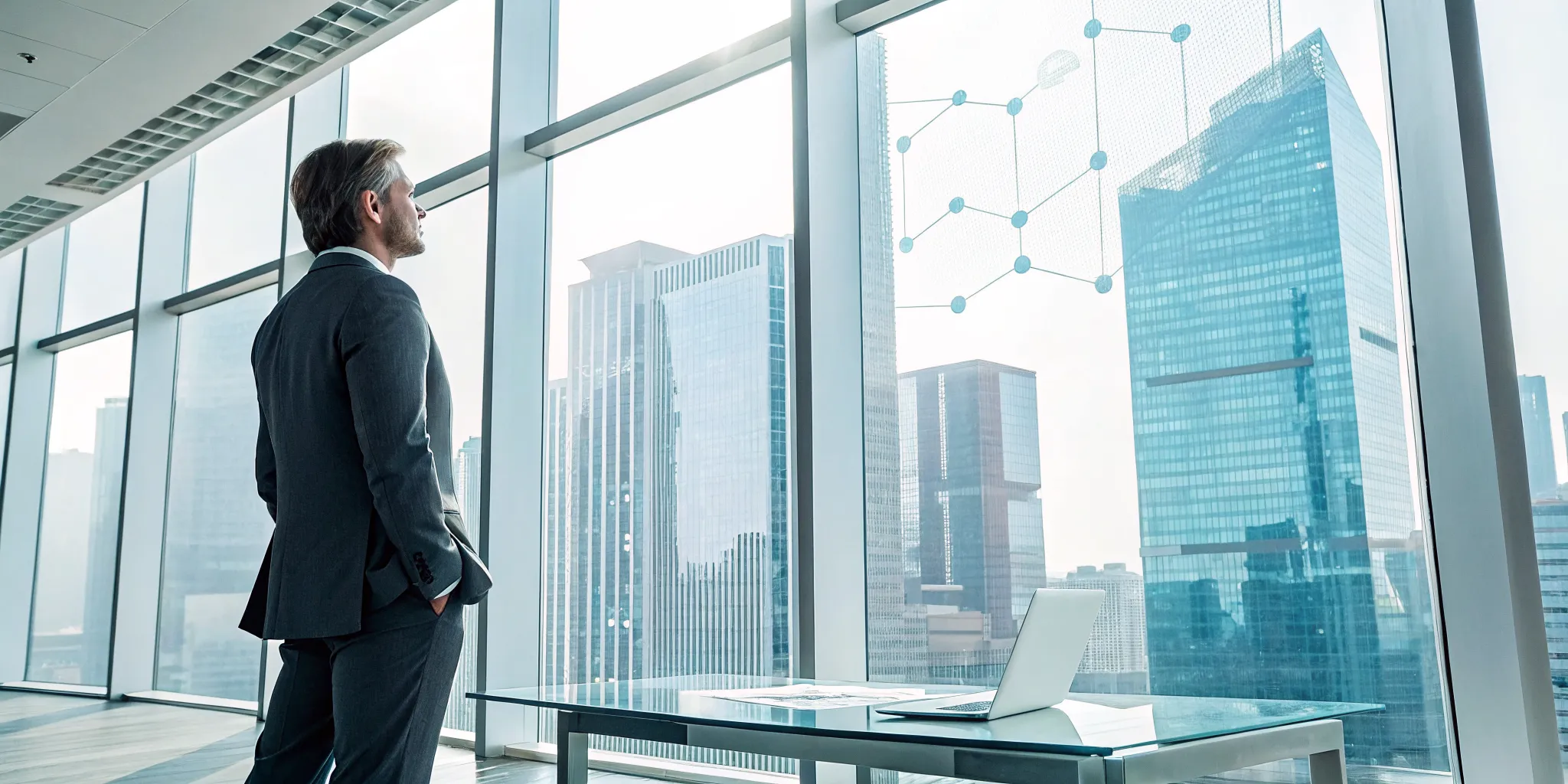 A professional uses a next best action copilot on a laptop to plan their next move.