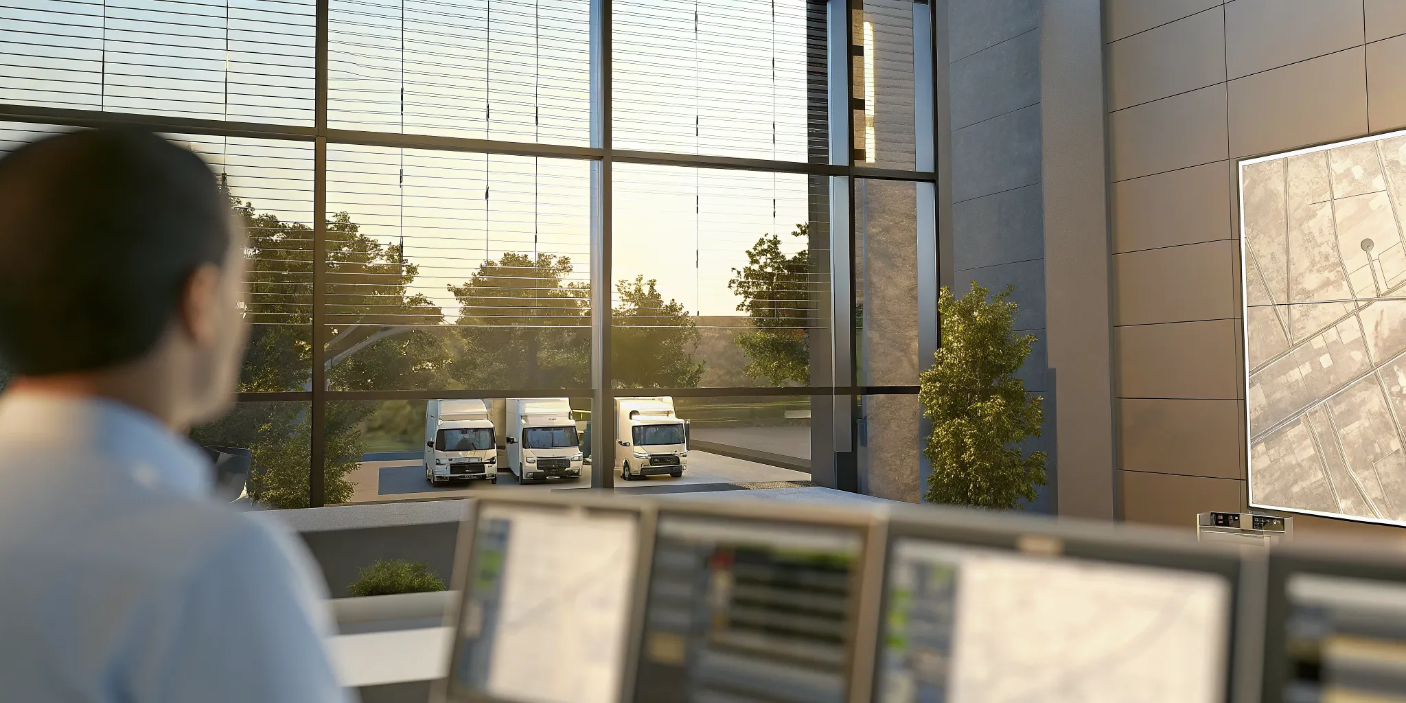Fleet manager reviewing GPS vehicle activity
