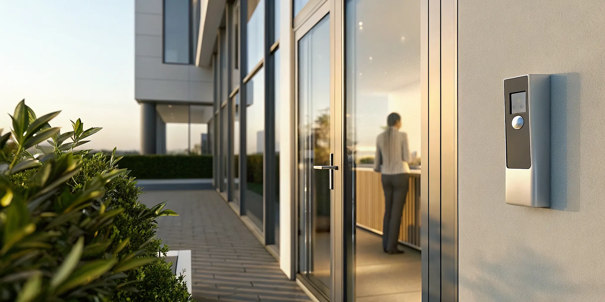 Commercial intercom system at an access-controlled office entrance