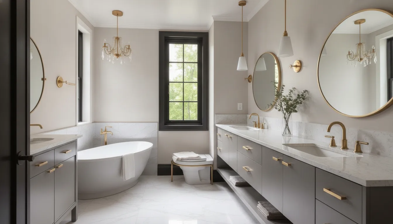 A modern bathroom remodel with a freestanding tub, an example of how much a bathroom remodel can cost.