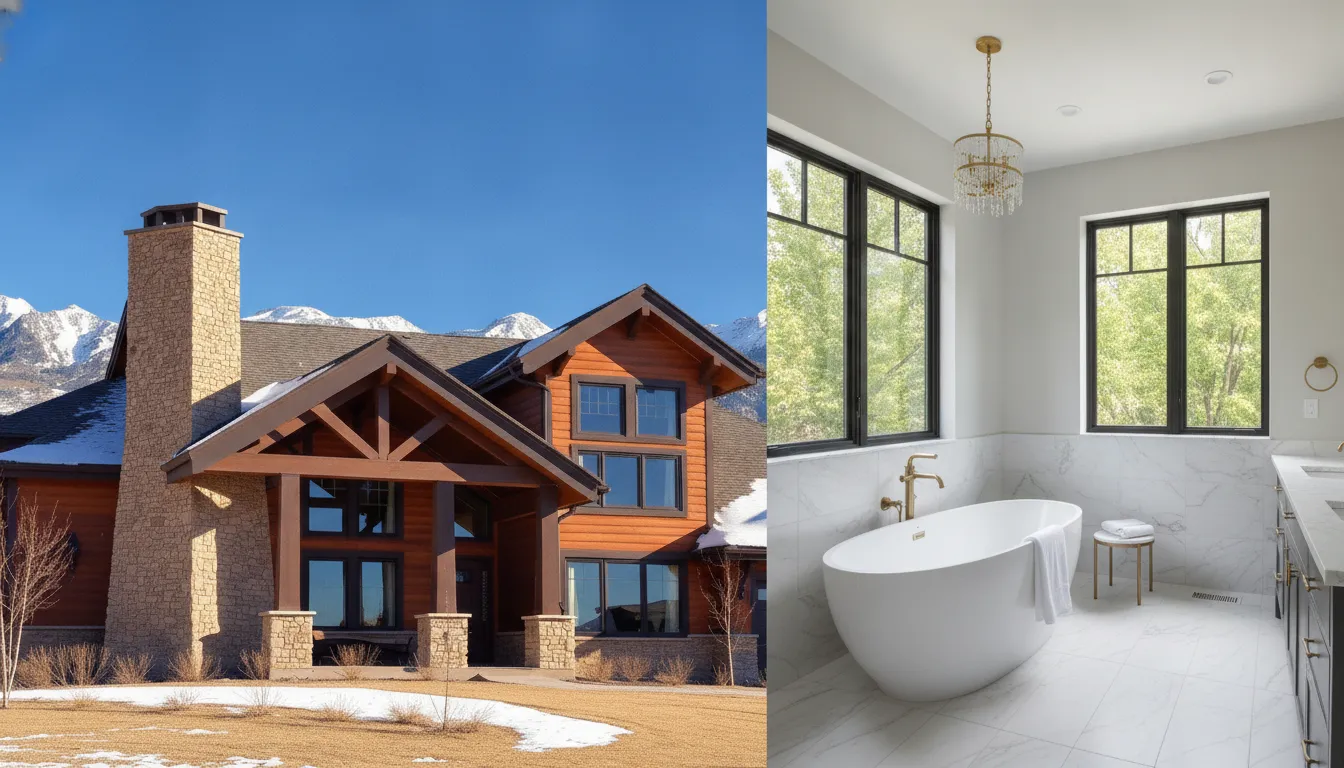 Utah home exterior and modern bathroom remodel by home remodeling contractors.