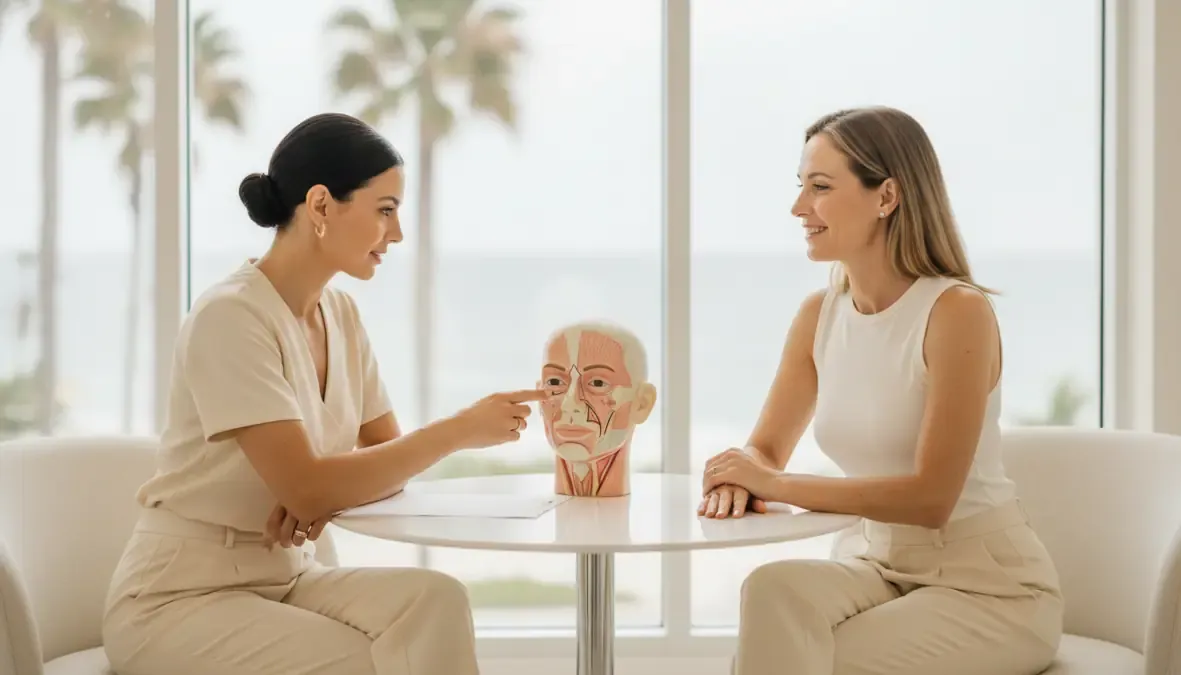 Clinician and patient reviewing a personalized facial rejuvenation plan