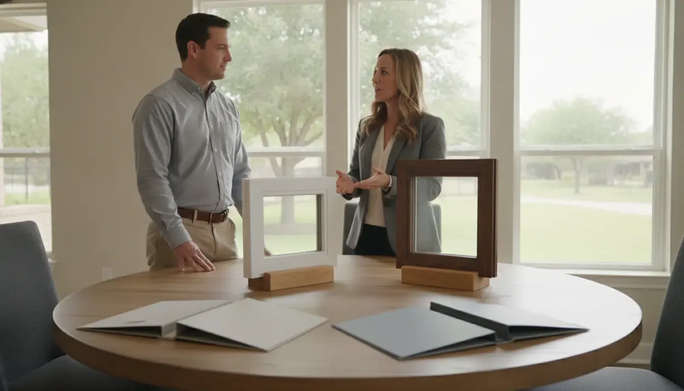 DFW homeowner comparing window replacement quotes with an installation advisor