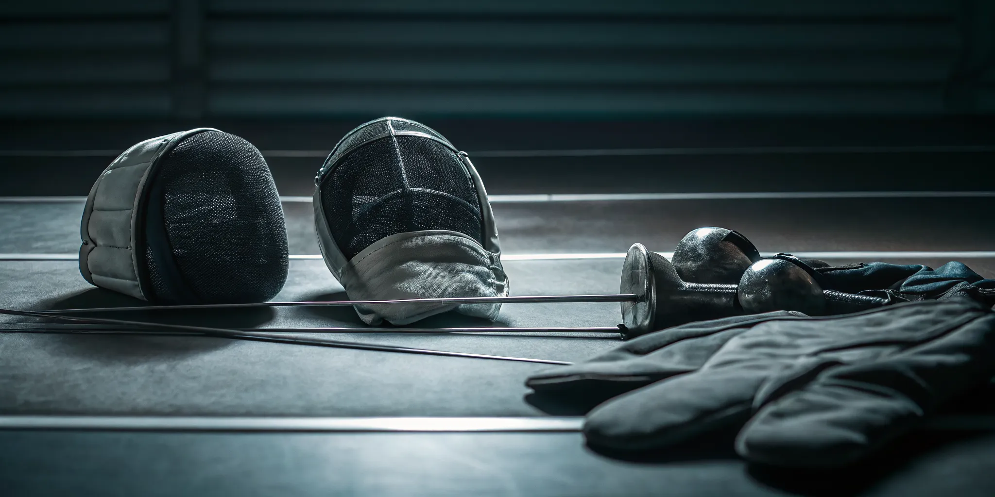 Foil epee and sabre equipment used at fencing camp