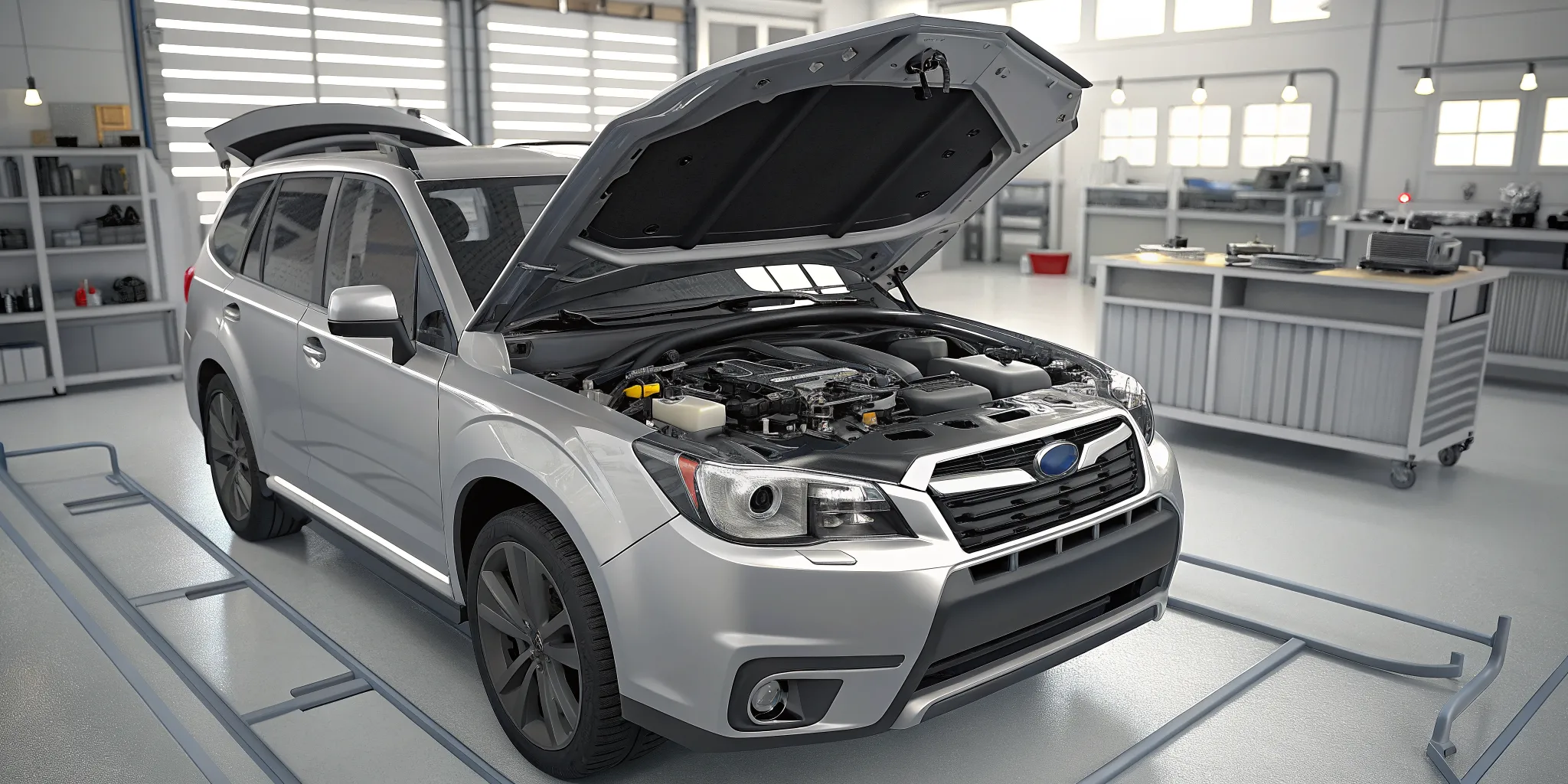 Forester XT engine bay inspection before performance modifications