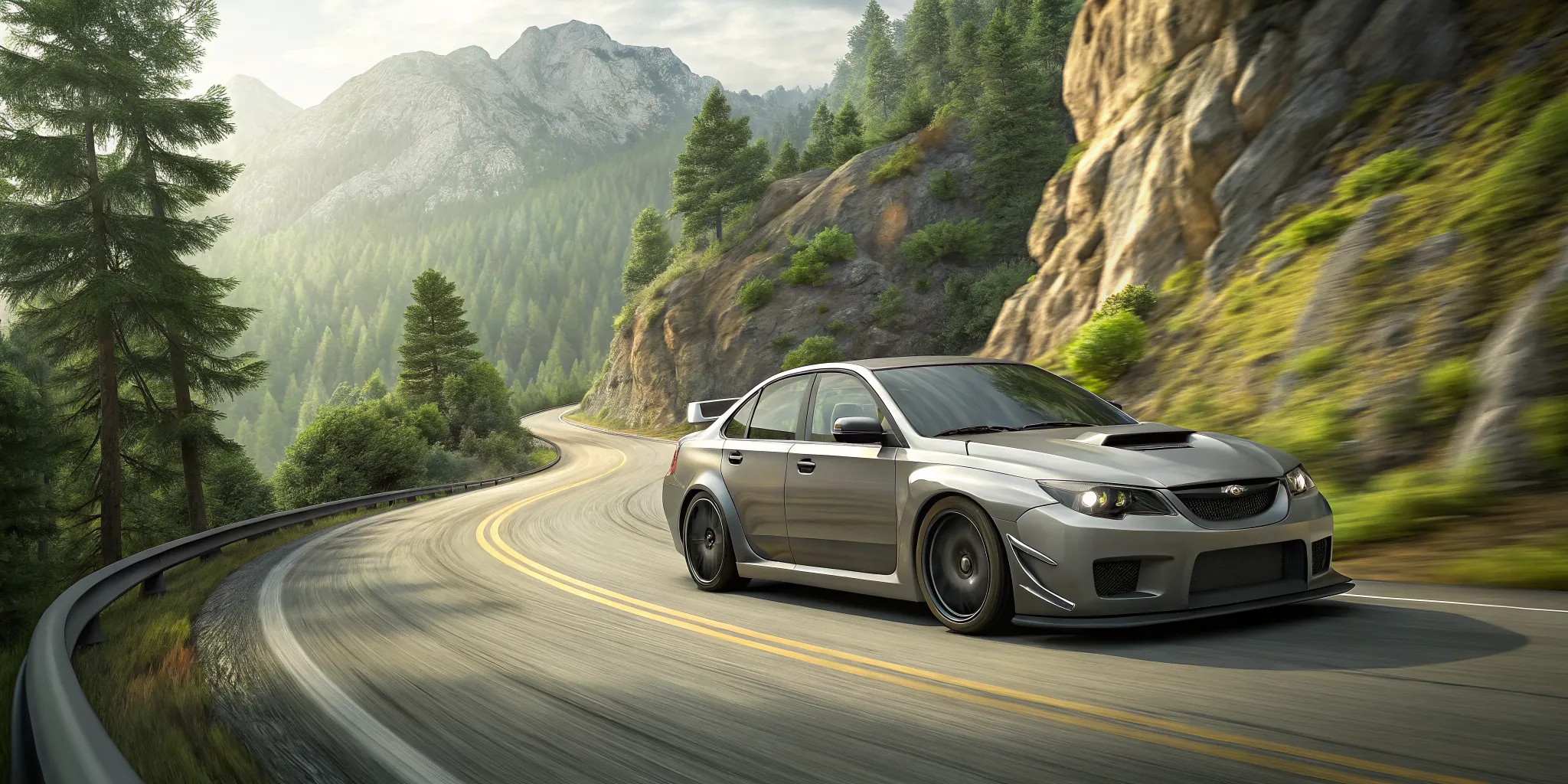 Subaru performance car completing a controlled built-engine break-in drive
