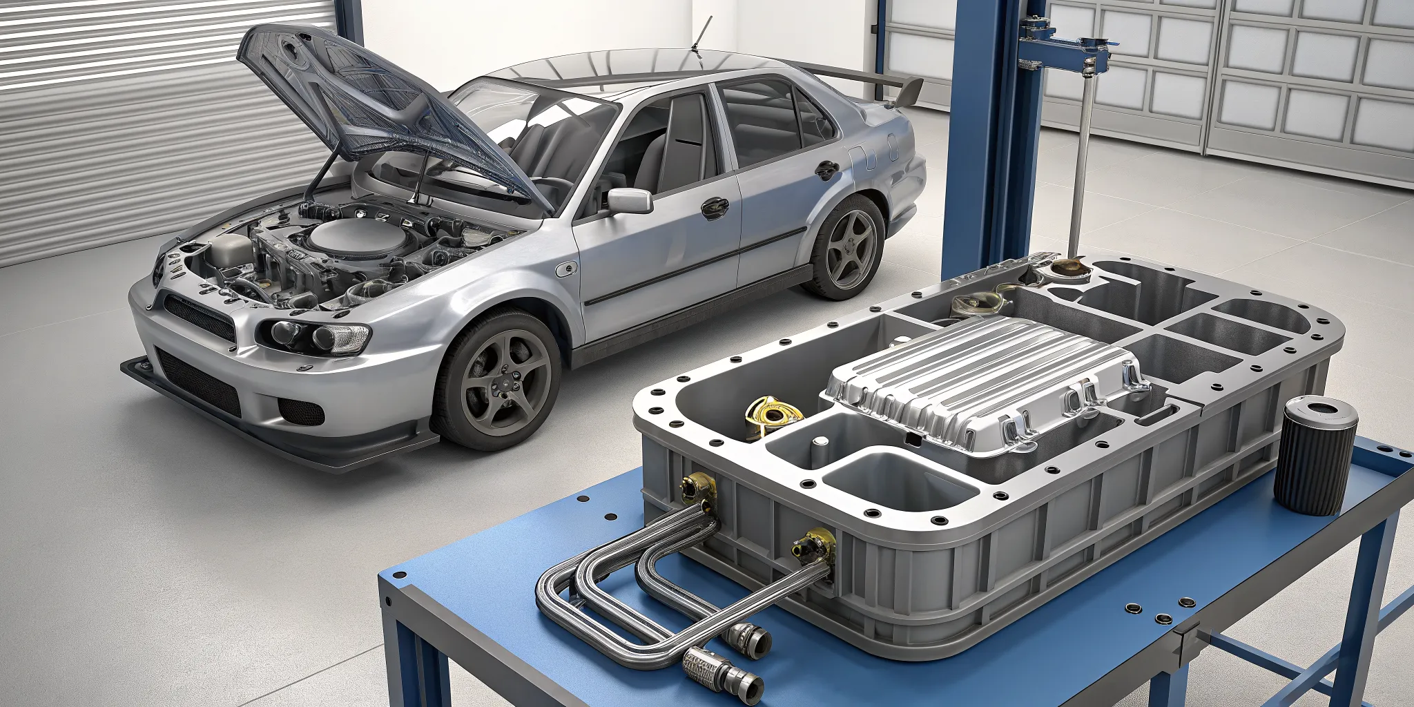 Subaru oil pickup upgrade fitment inspection with oil pan and baffle