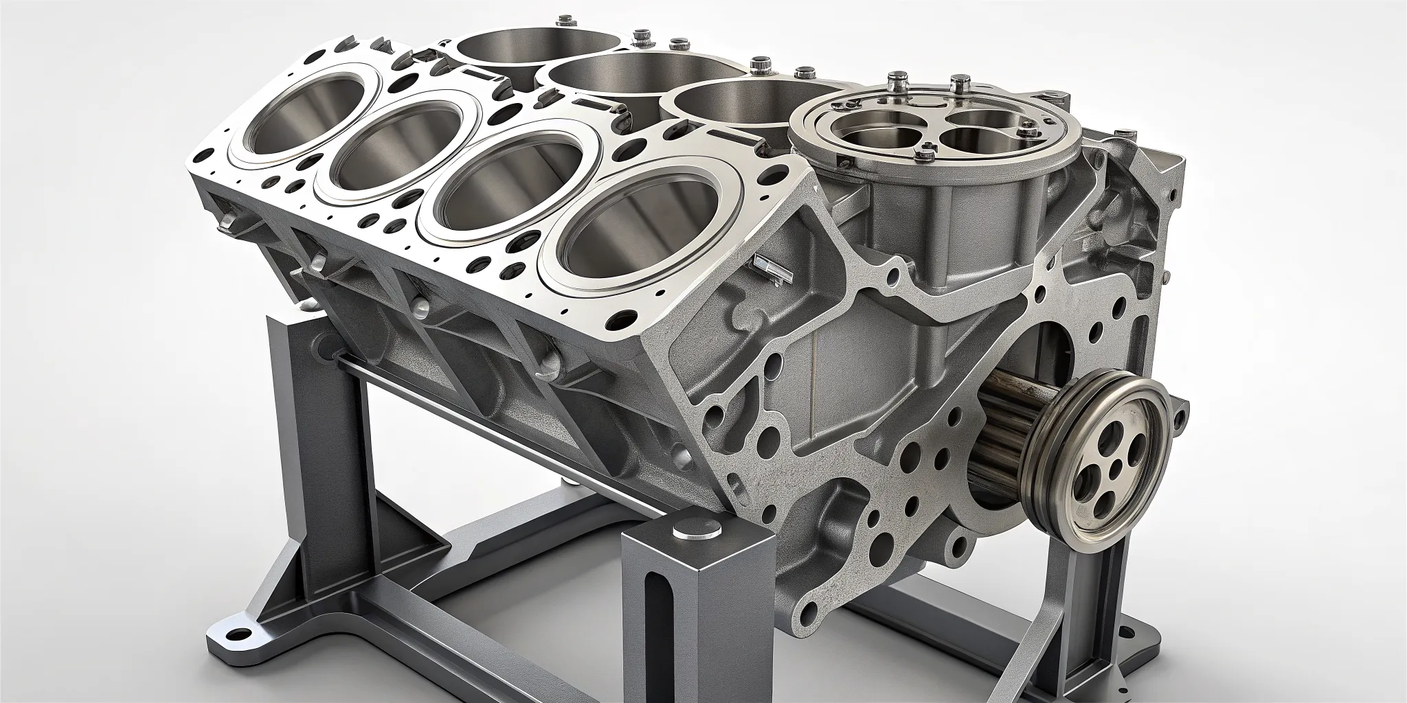 Subaru boxer engine block showing piston design and cylinder architecture