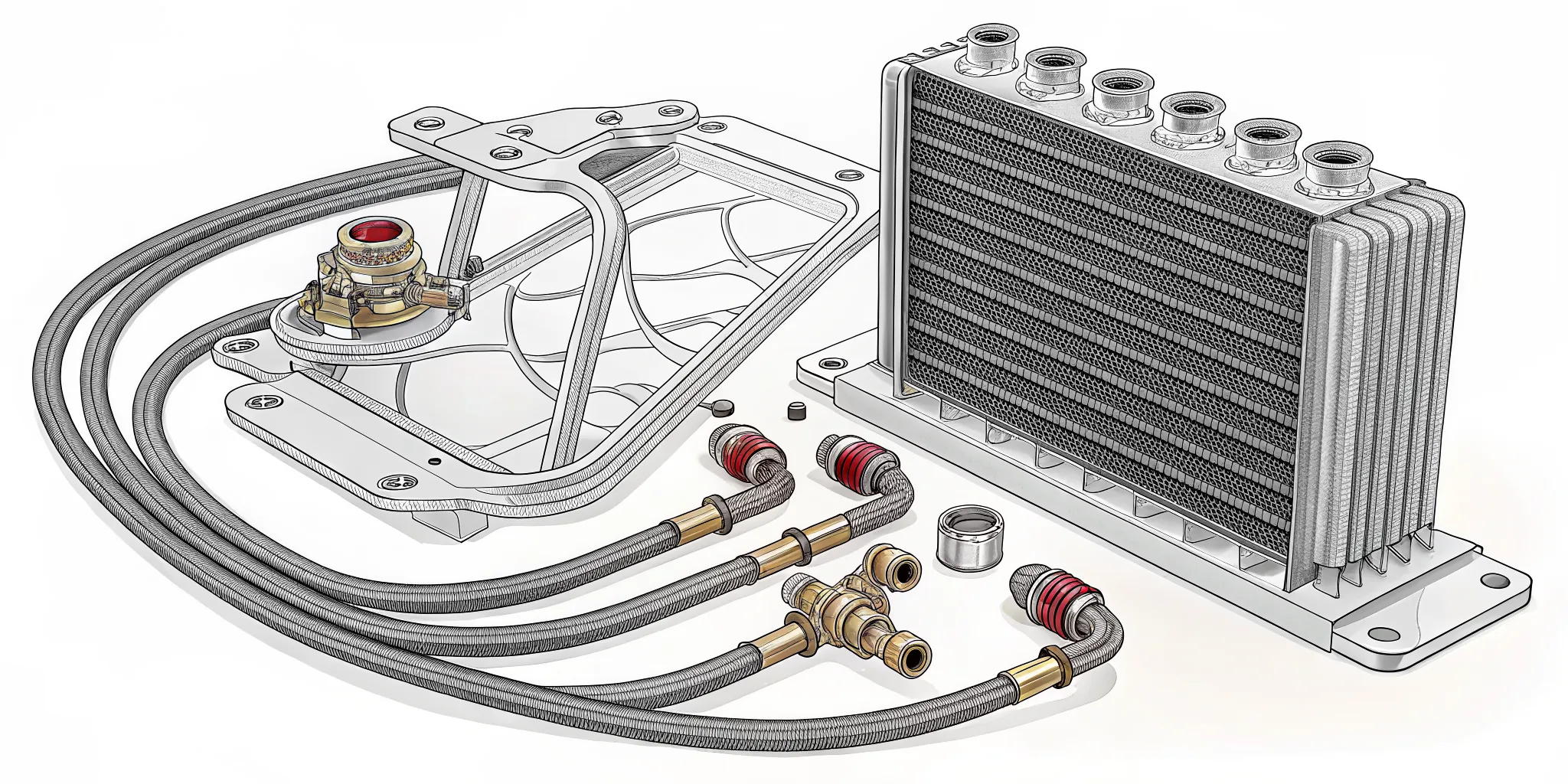 Performance oil cooler and Crawford Air-Oil Separator setup on a track-driven Subaru WRX