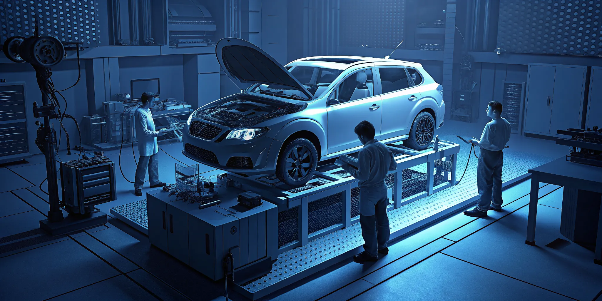 Subaru boxer engine mounted to a dynamometer for break-in and power validation