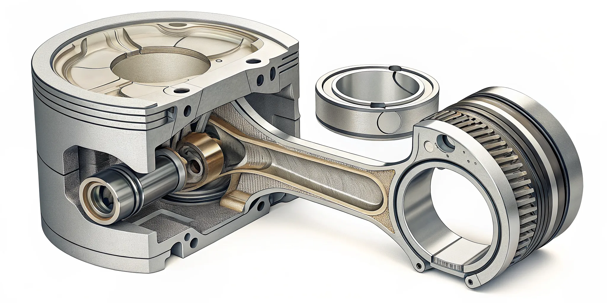 Cutaway diagram illustrating Subaru ringland failure on a piston