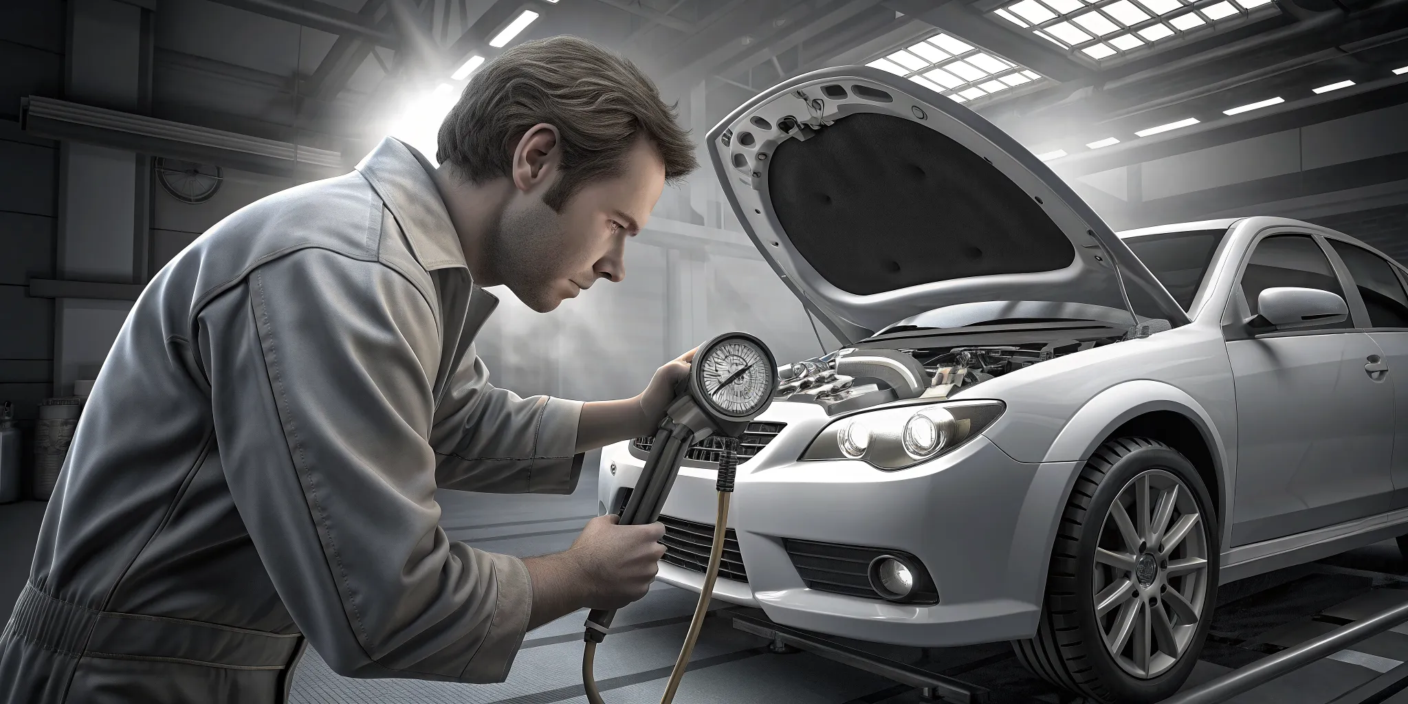 Subaru boxer engine prepared for consistent cylinder compression testing