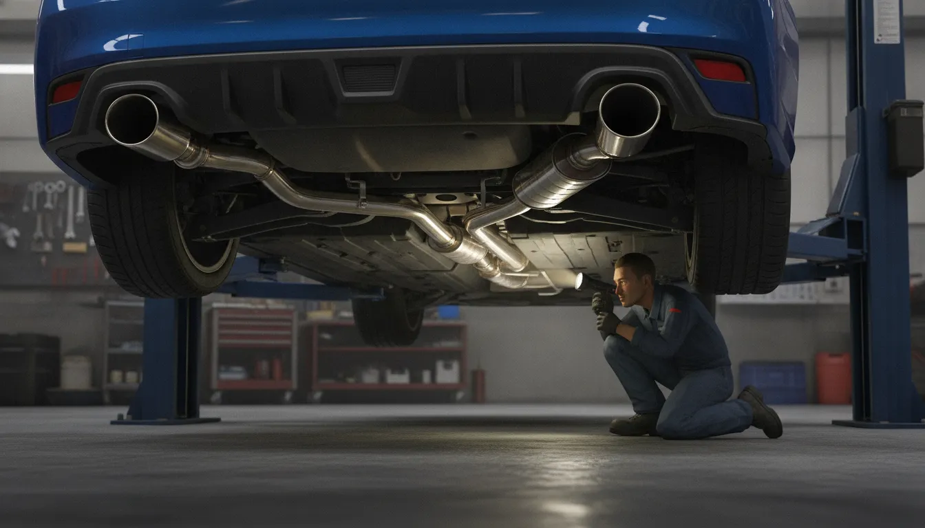 Subaru WRX exhaust routing from catalytic converter to rear section
