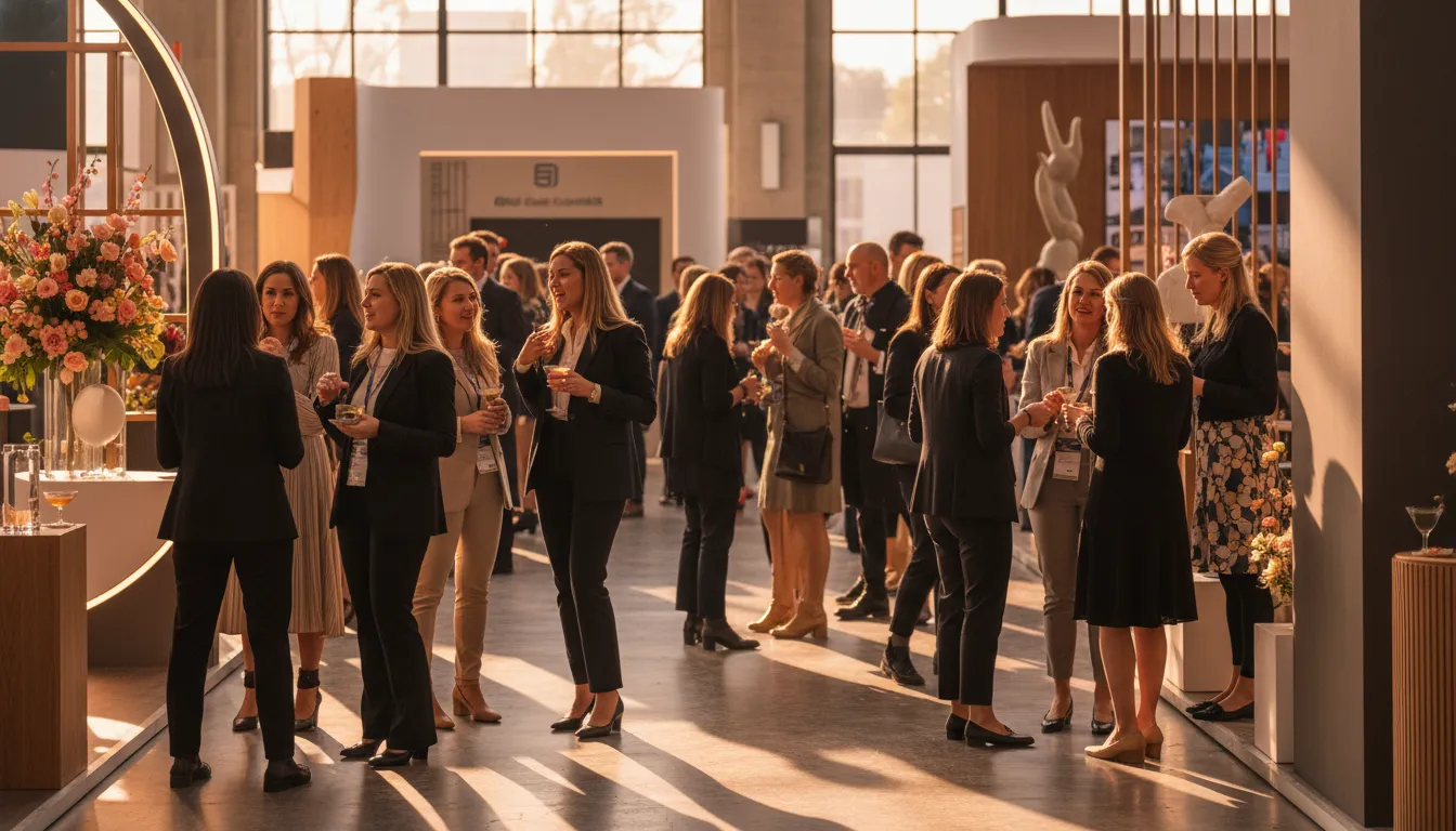 Event conference networking on a busy trade show floor
