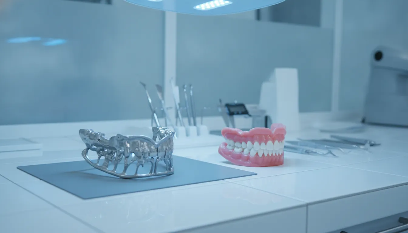 Titanium framework and PMMA prosthesis used for titanium reinforced dentures