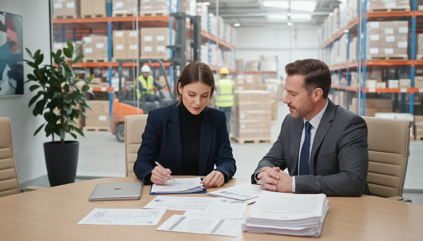 Staffing agency owner reviewing workers compensation insurance for staffing agencies and worksite safety