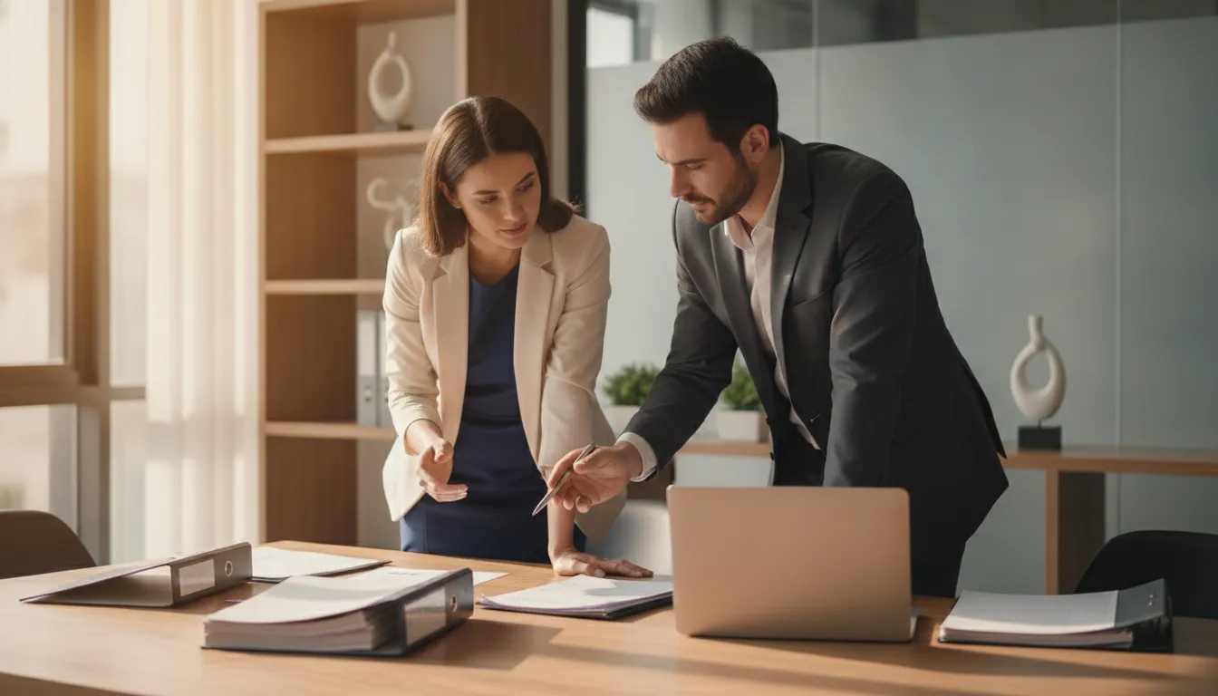 Staffing agency owners planning pay as you go workers comp for staffing agencies with their back-office advisor