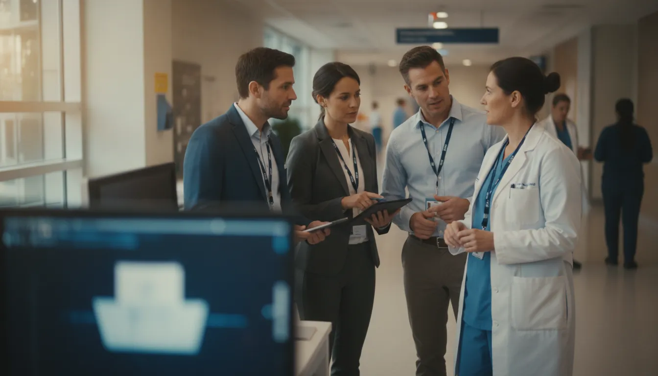 Healthcare integration team reviewing an EMR workflow