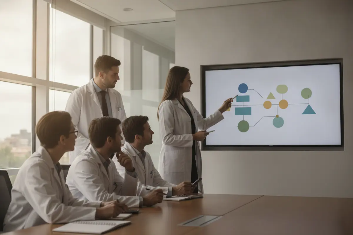 Hospital imaging informatics team reviewing a vendor neutral archive architecture
