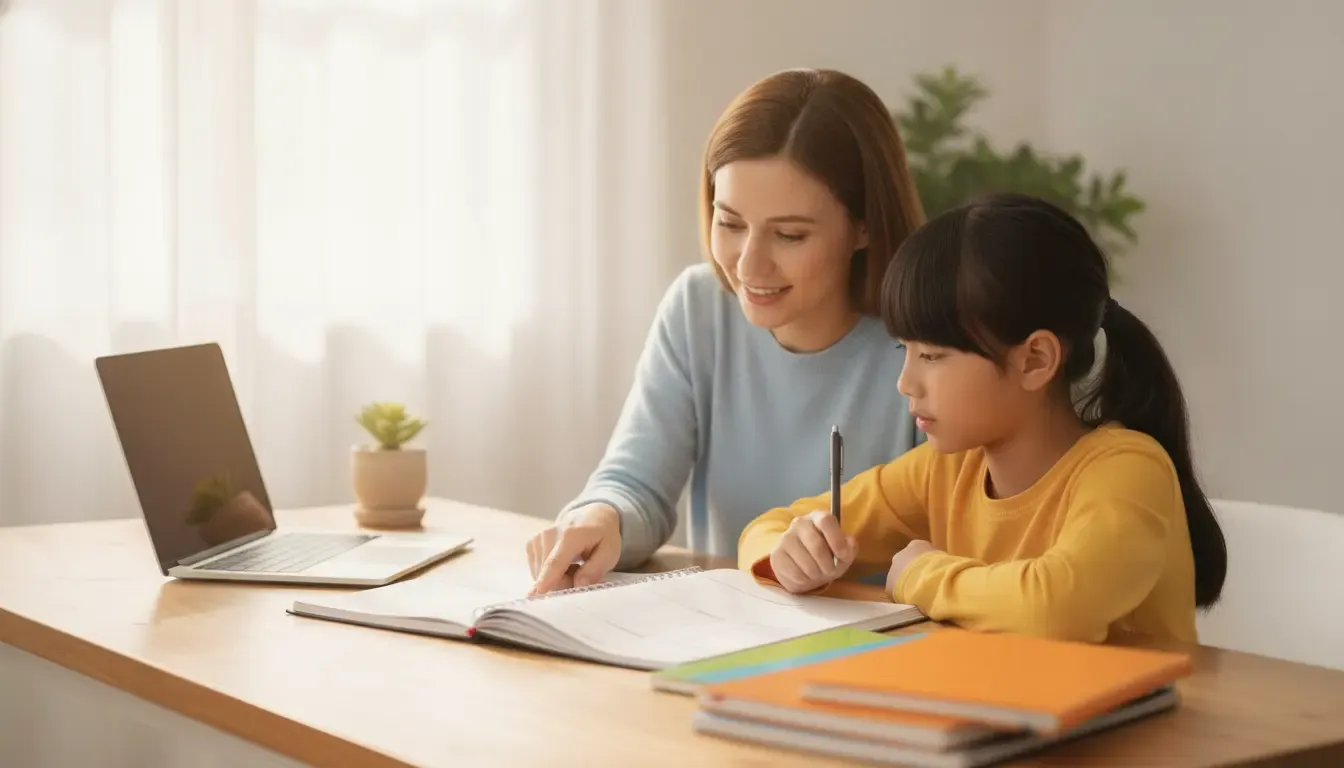 Familia planificando un aprendizaje bilingue a ritmo propio
