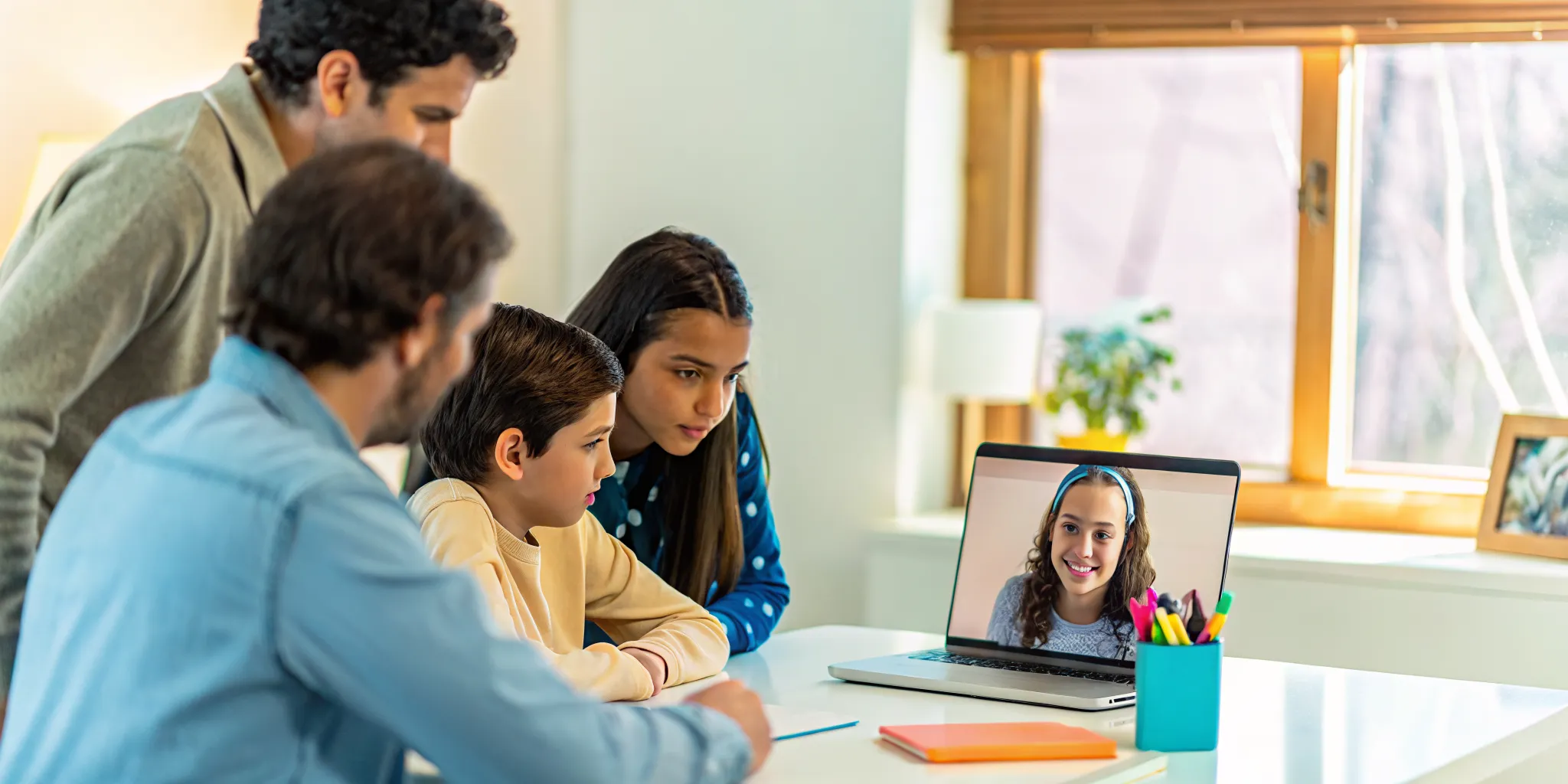Family comparing Cognia accreditation while reviewing online school options