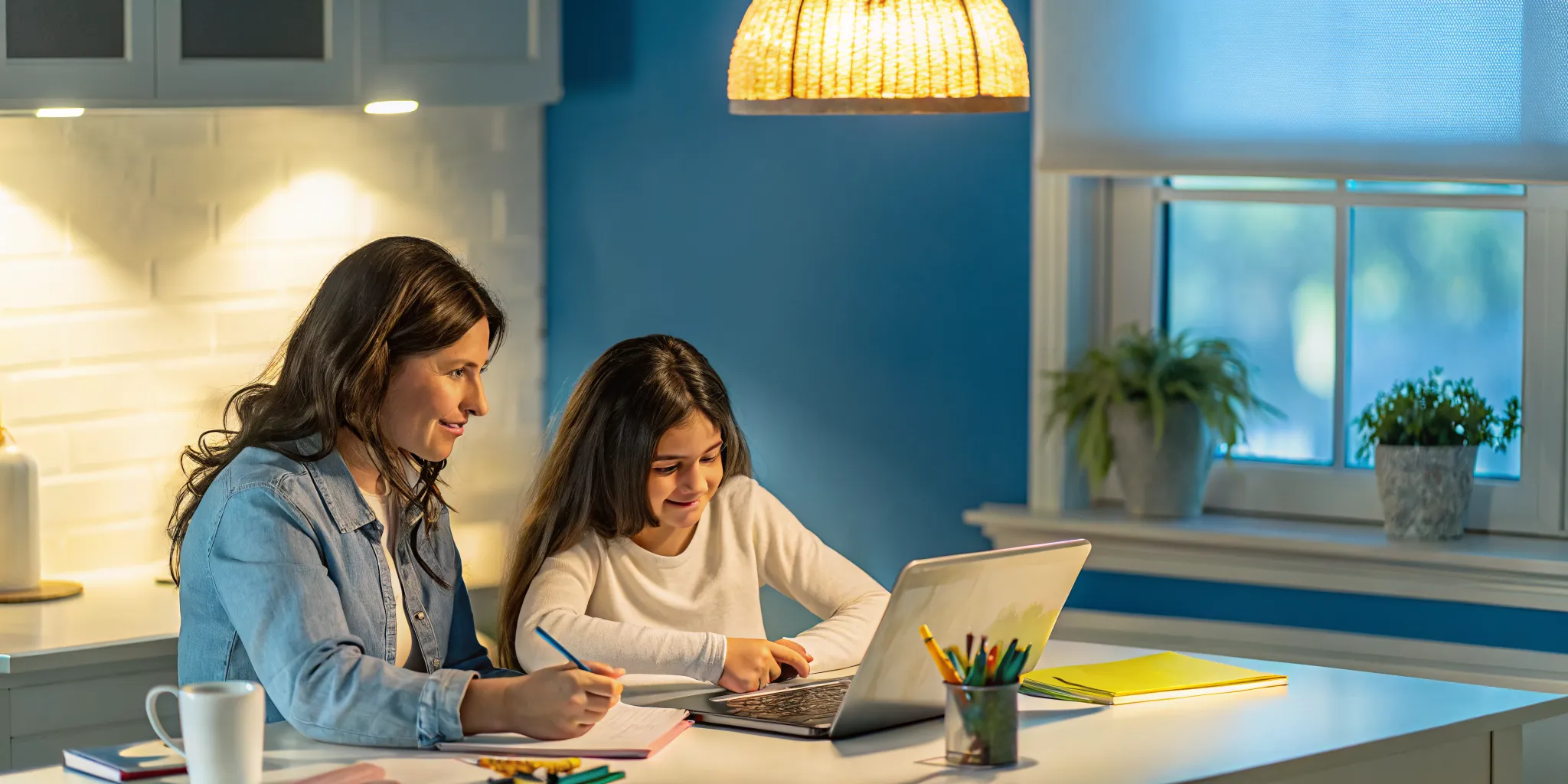 Parent and student planning education savings account options for online school