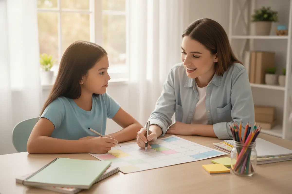 Family planning a balanced weekly learning routine