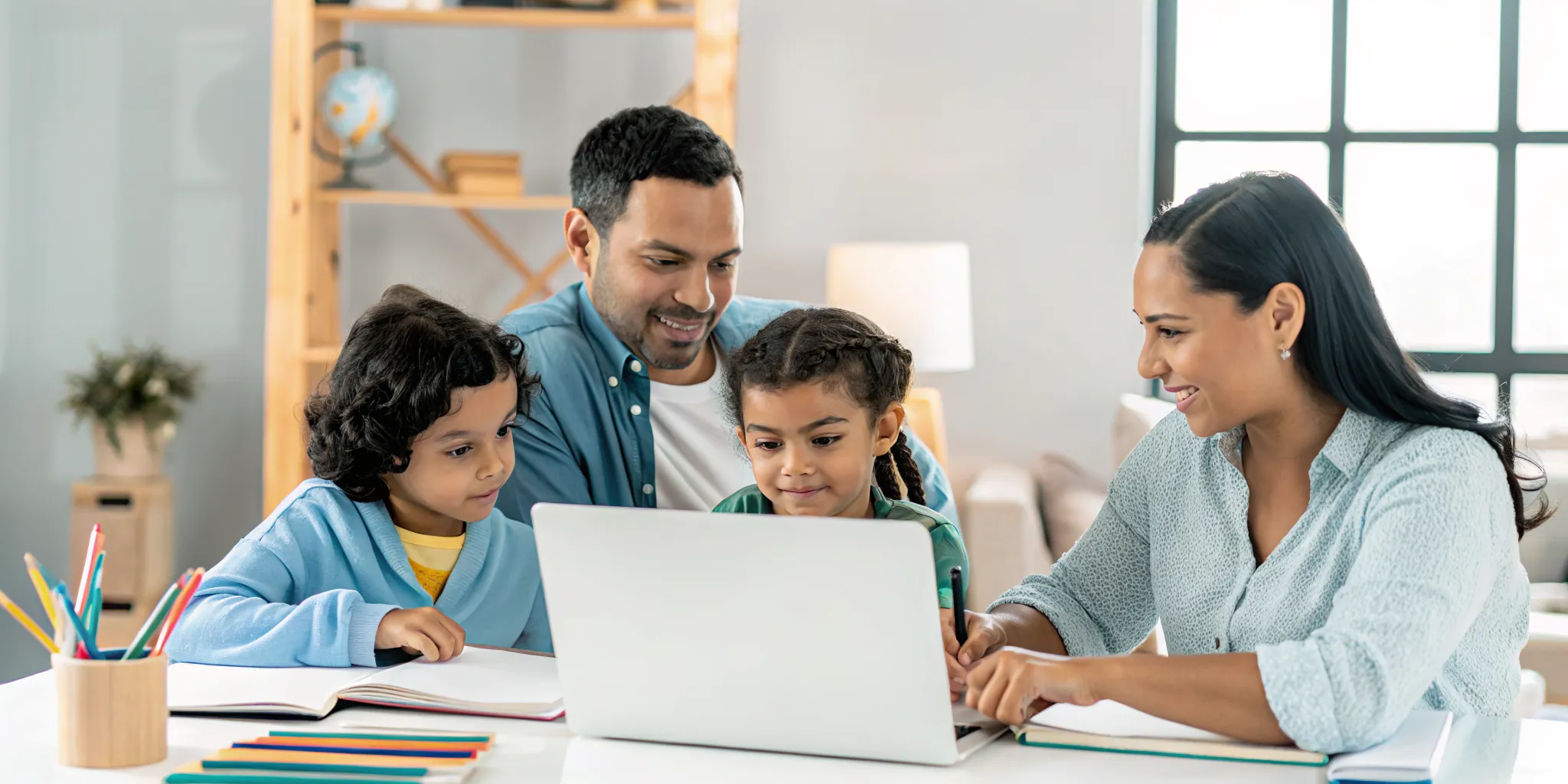 Family comparing eligible homeschool learning resources