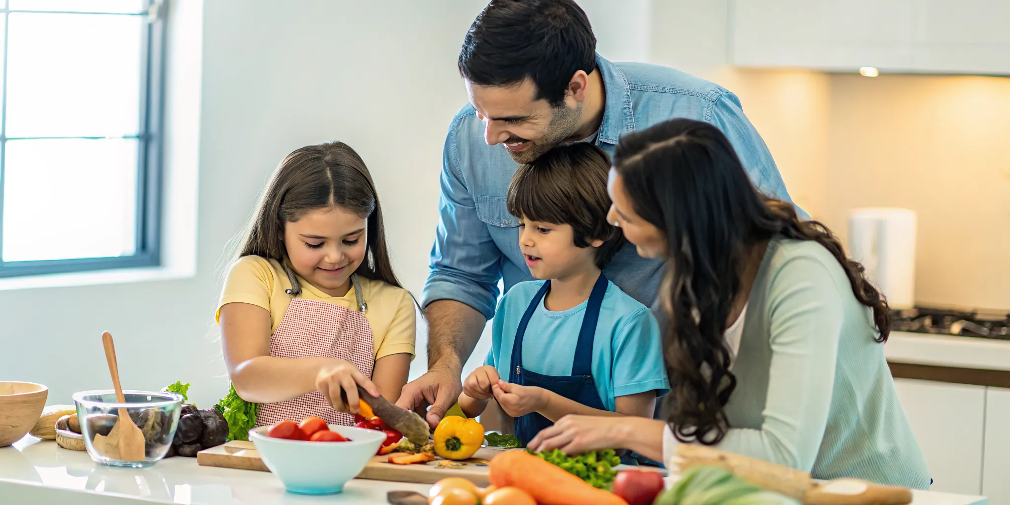 Family using Spanish together during a daily cooking routine