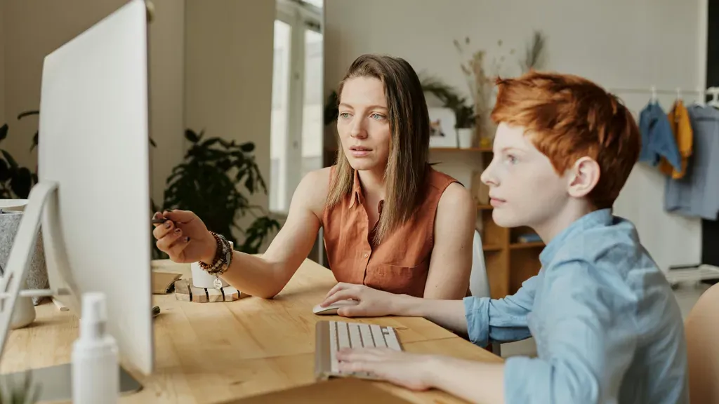 Student studying online at home using school voucher or ESA funds for education