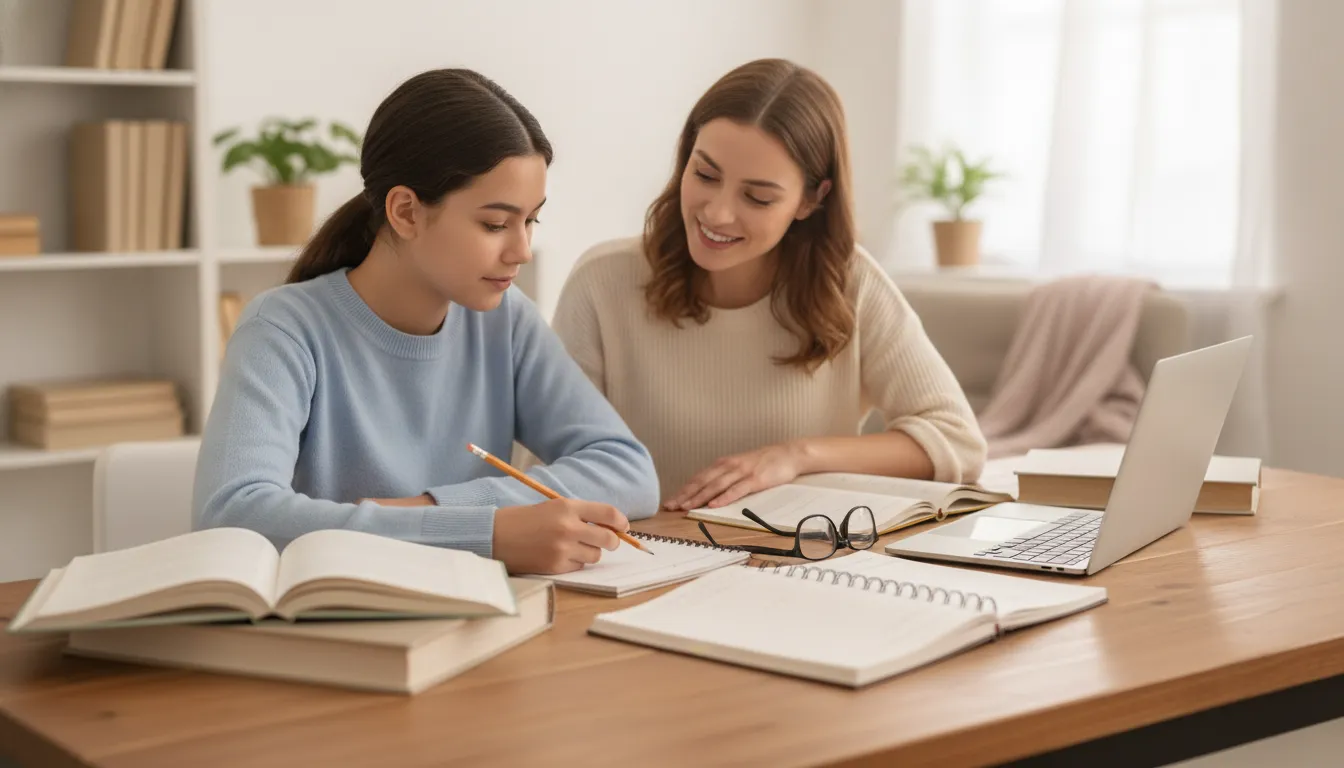 Parent and high school student planning a custom homeschool schedule