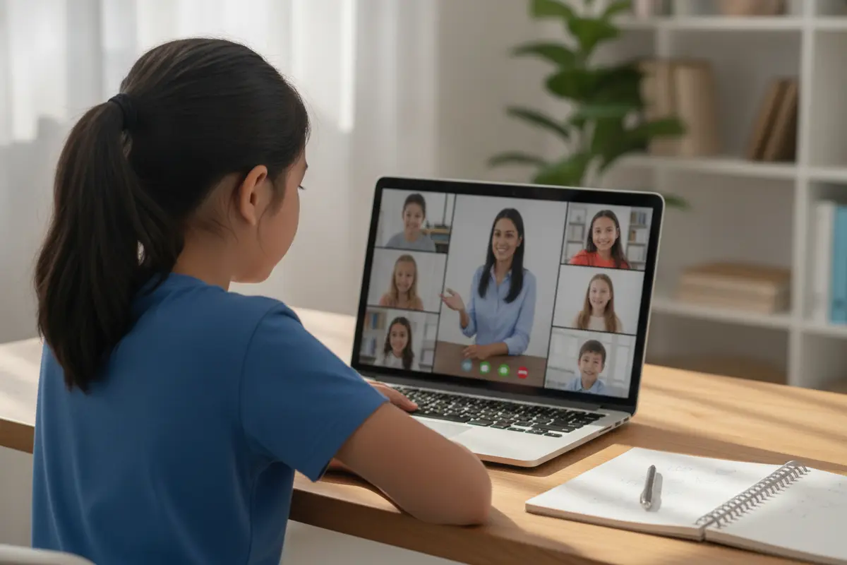 Young student taking part in a live online Spanish class