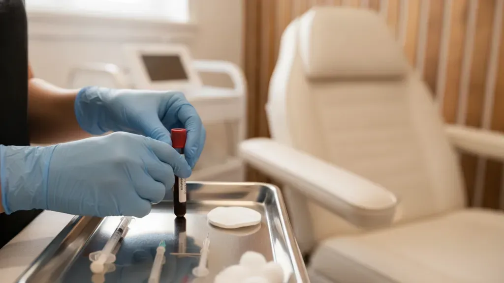 Provider preparing platelet-rich fibrin for a PRF EZ Gel treatment