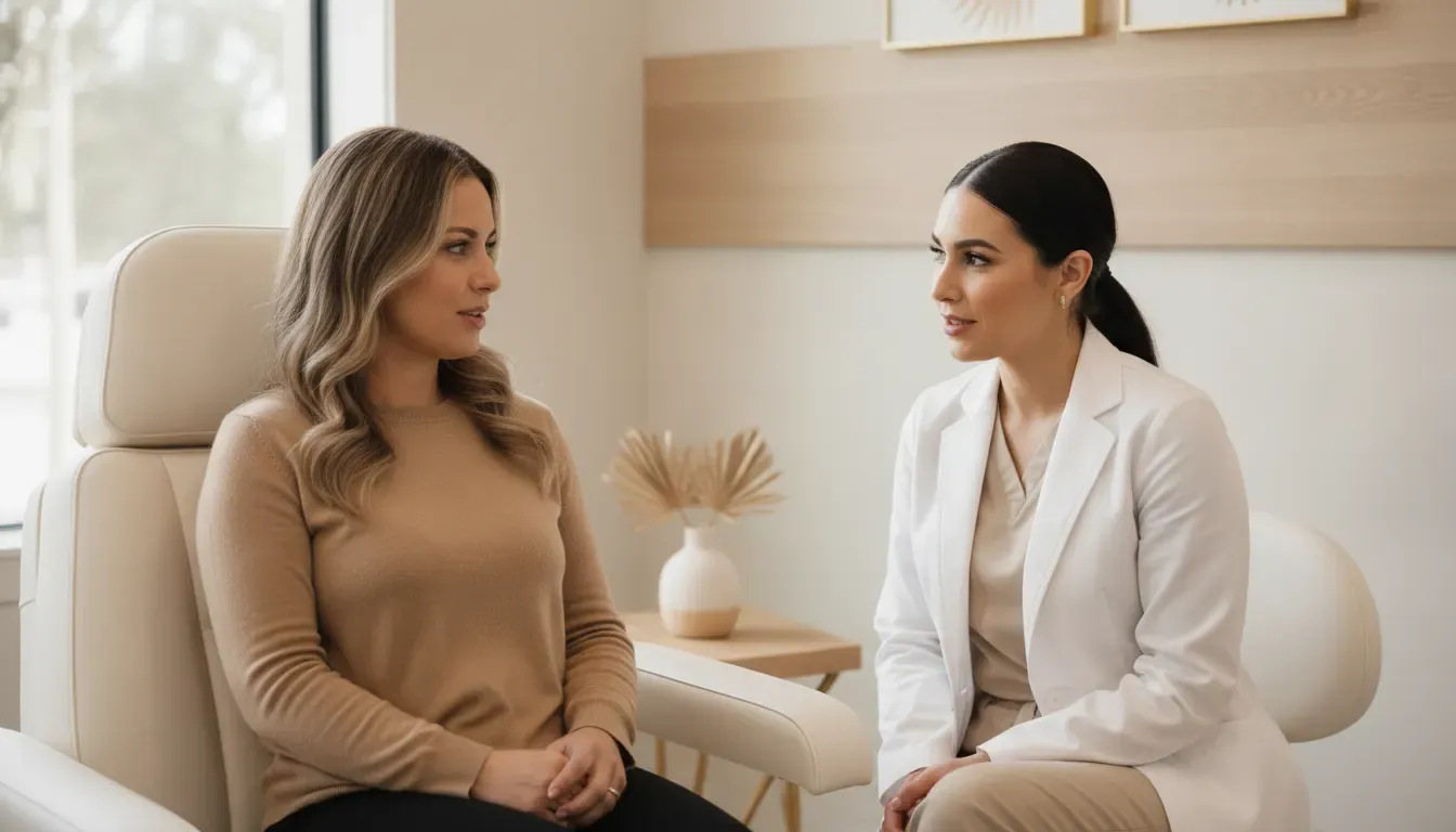 Orlando patient discussing Sylfirm X RF microneedling goals with a provider