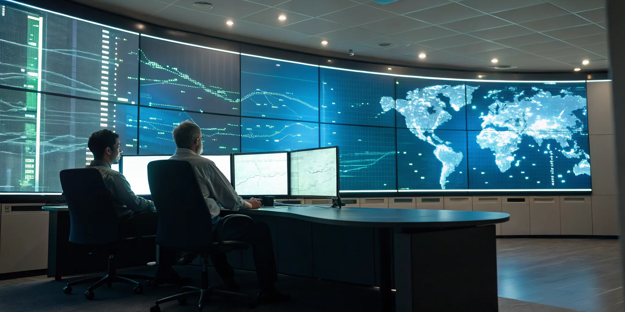 24/7 managed AWS support team monitoring cloud infrastructure and security on dashboards.