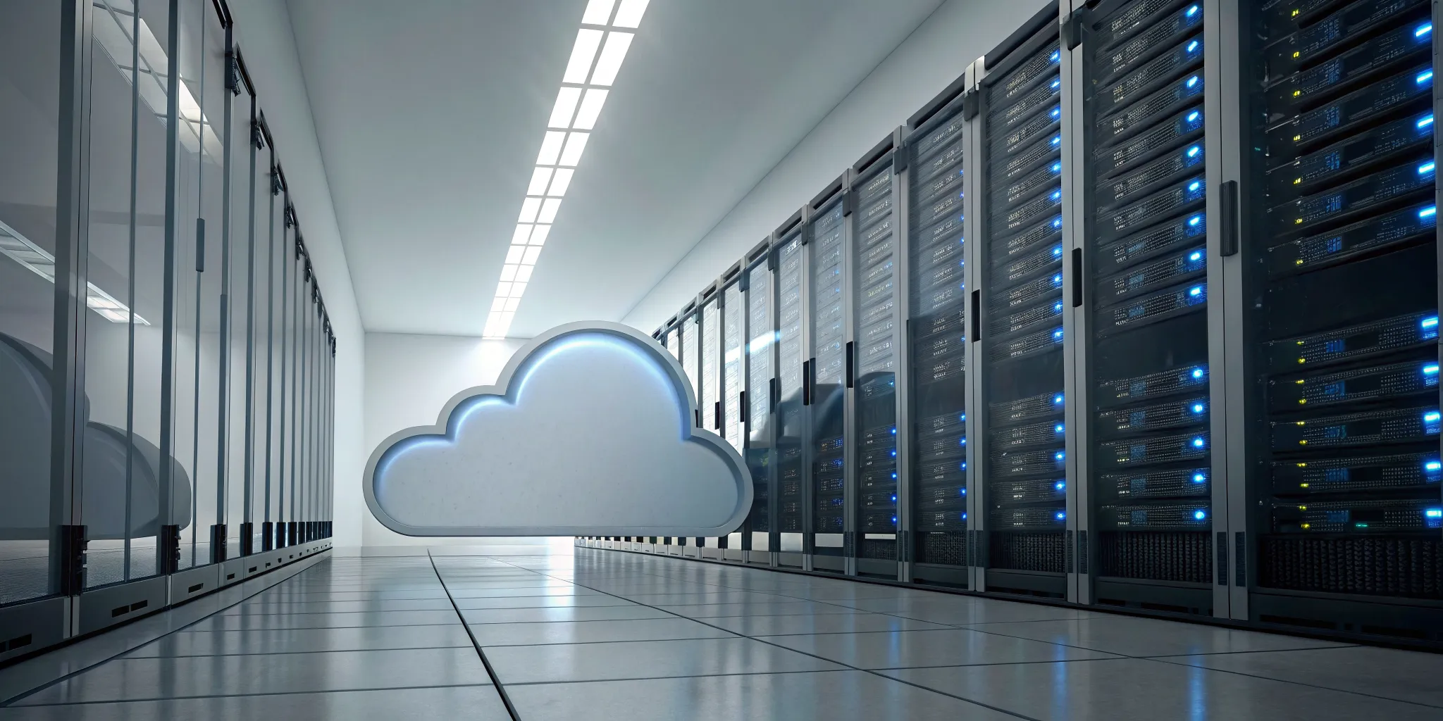 The disadvantages of hybrid cloud, shown as a cloud icon in a data center.