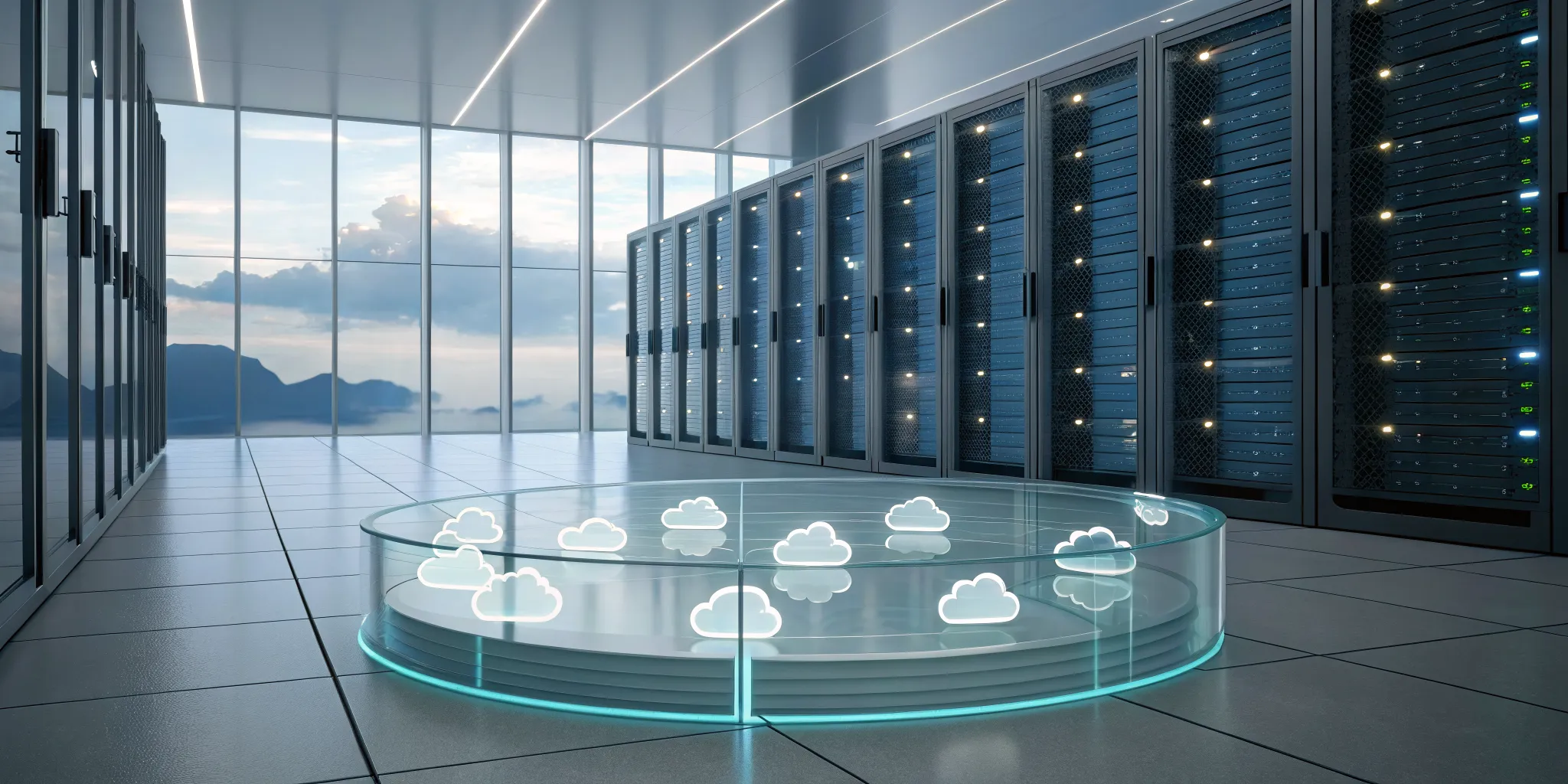 Hybrid cloud management platform connecting an on-premise data center to public cloud services.