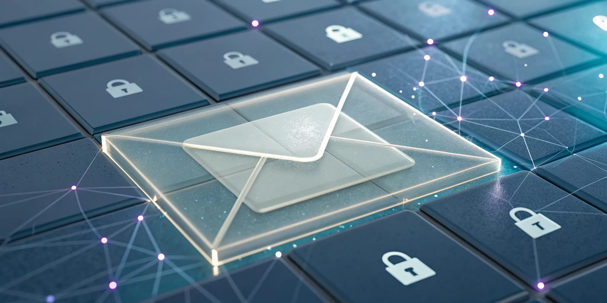 An envelope and lock icon on a keyboard for a guide to the top email security solutions.