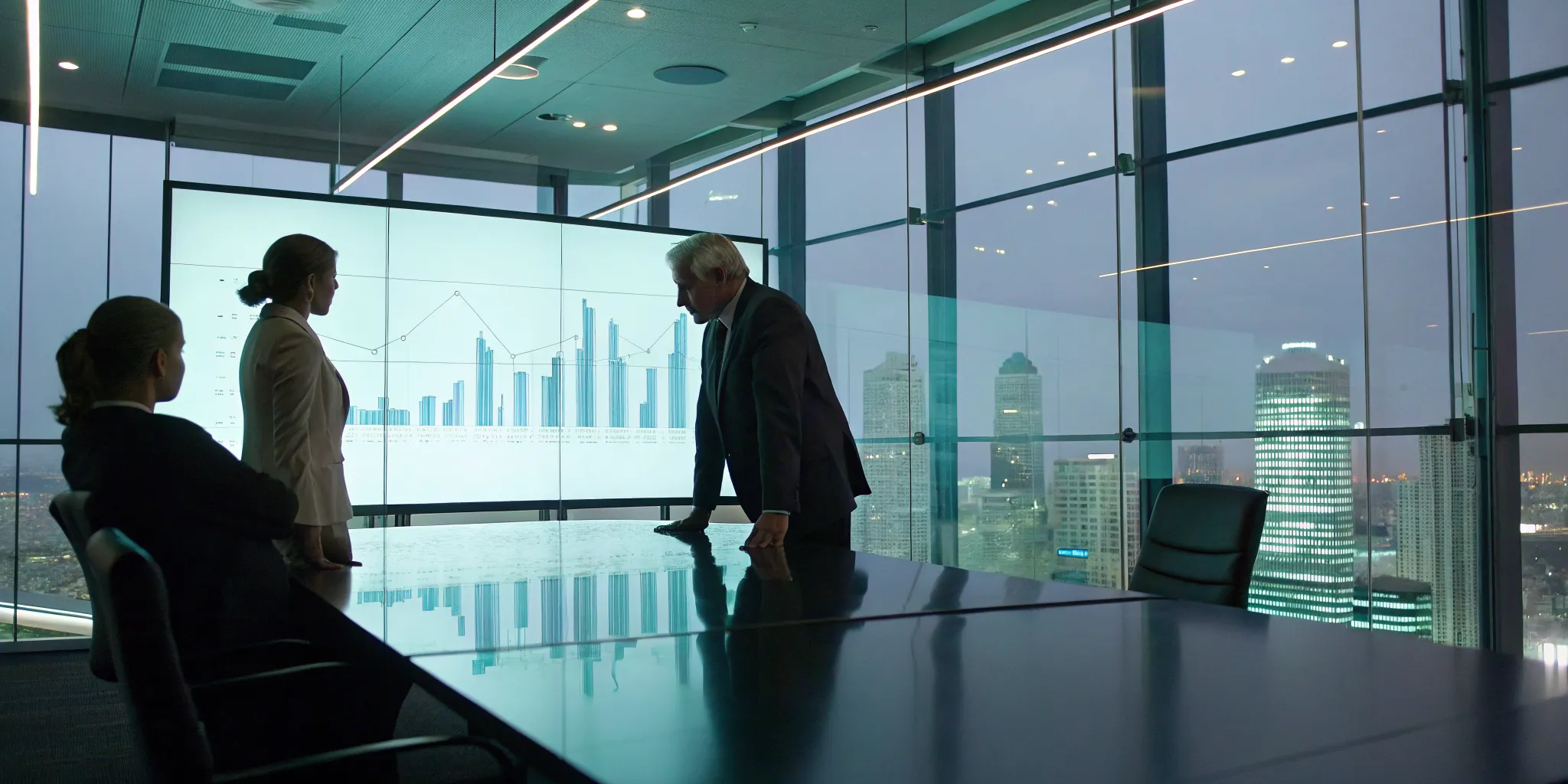 Professionals analyzing co-managed IT support pricing charts.