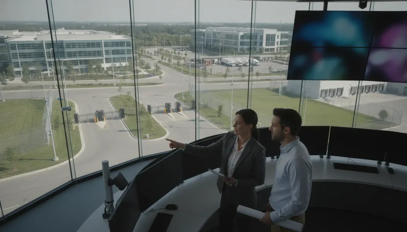 IT and facilities leaders reviewing a multi-site commercial security systems program